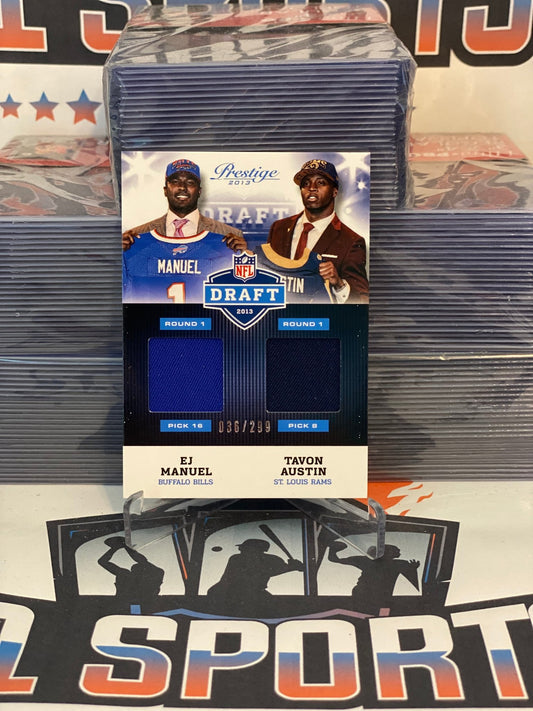 2013 Panini Prestige (Rookie Relics 036/299) EJ Manuel & Tavon Austin #1
