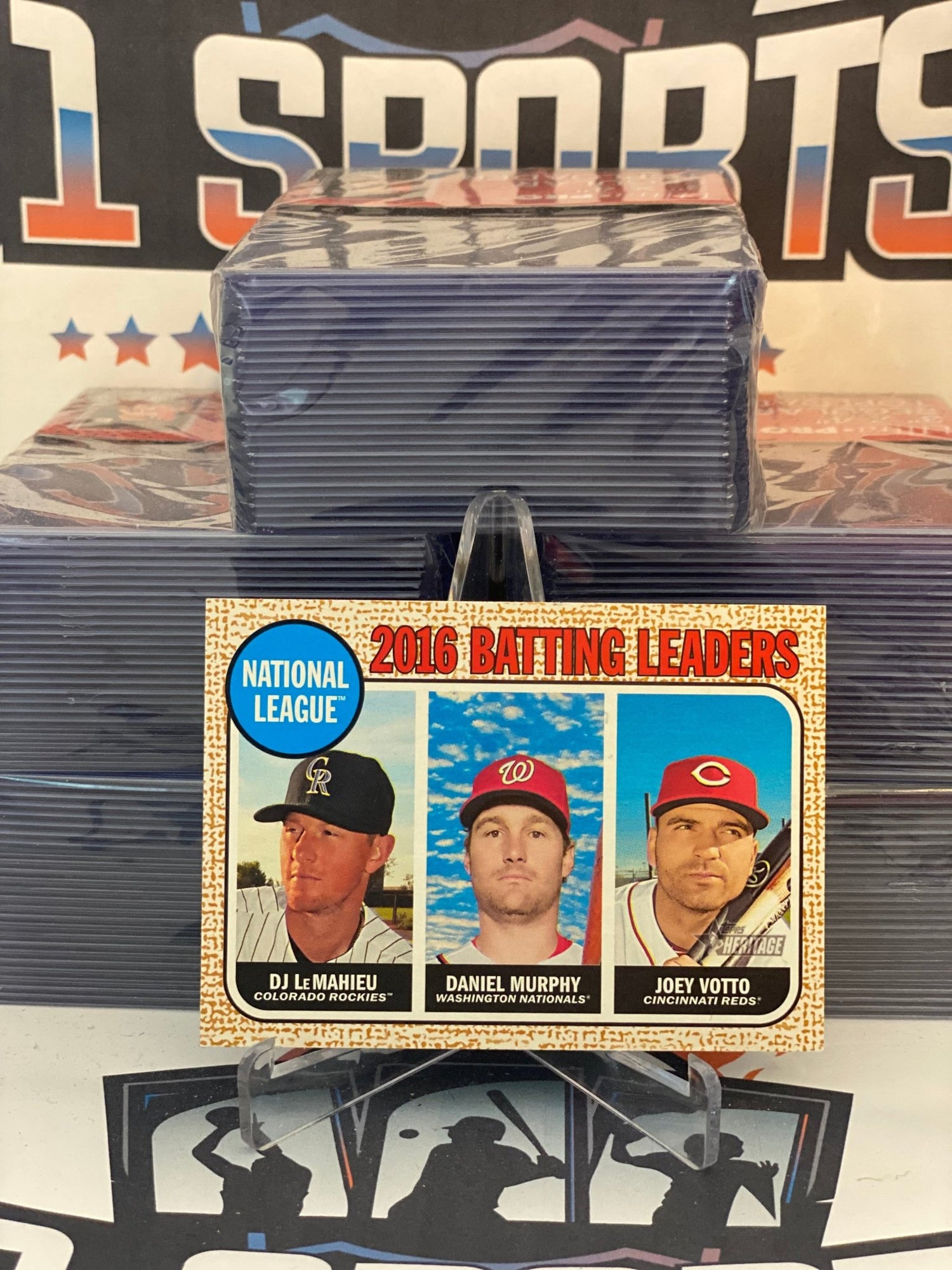 2017 Topps Heritage (AL Batting Leaders) DJ LeMahieu, Daniel Muryphy, Joey Votto #1