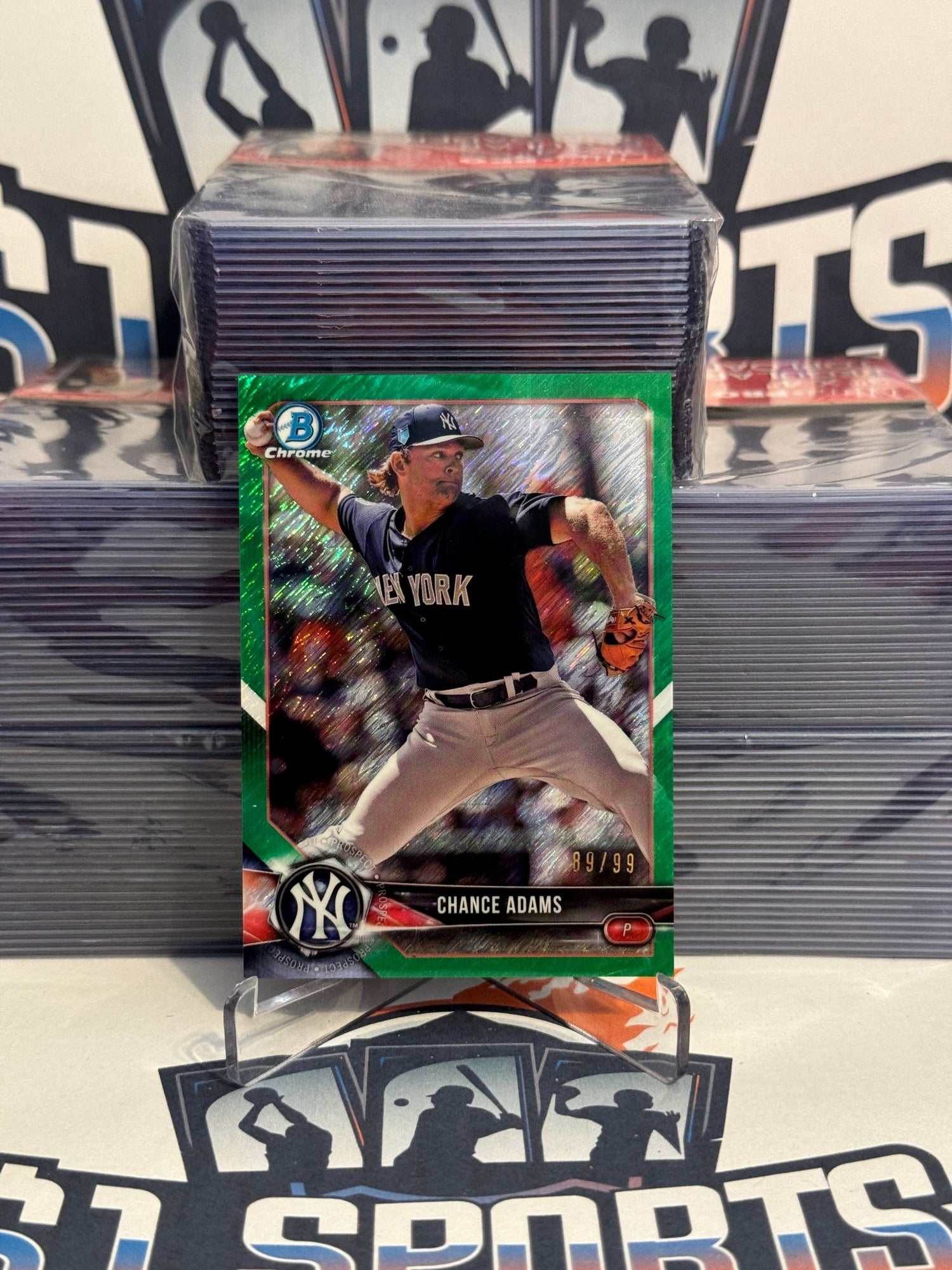 2018 Bowman Chrome Prospects (Green Shimmer Refractor 89/99) Chance Adams #BCP208