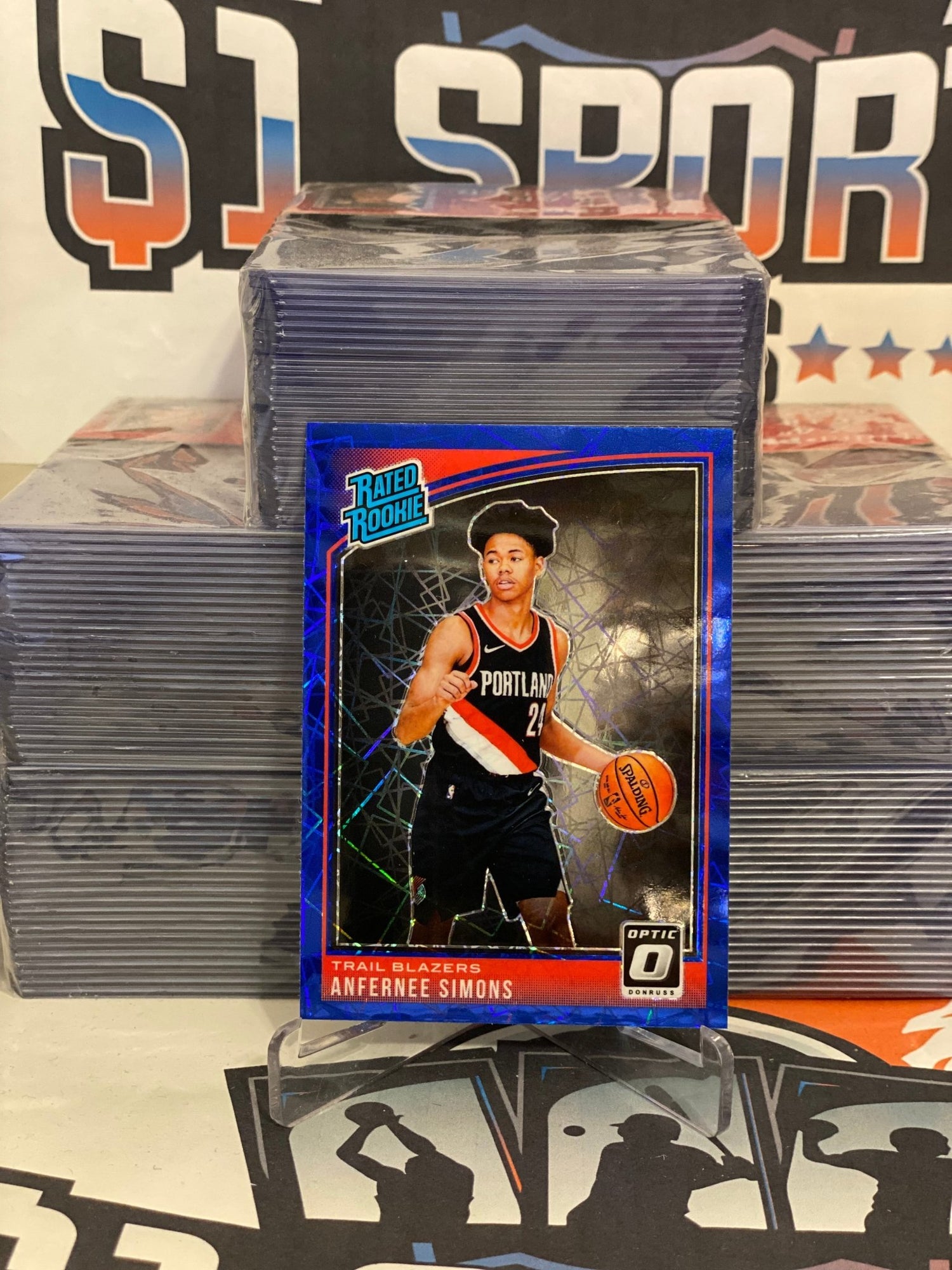 2018 Donruss Optic (Blue Velocity Prizm, Rated Rookie) Anfernee Simons #186