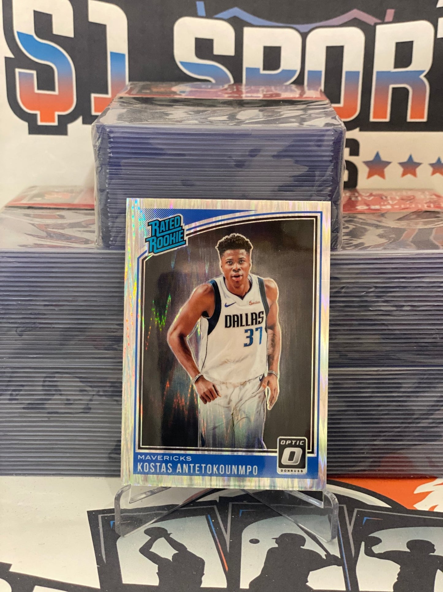 2018 Donruss Optic (Silver Shock Prizm, Rated Rookie) Kostas Antetokounmpo #185