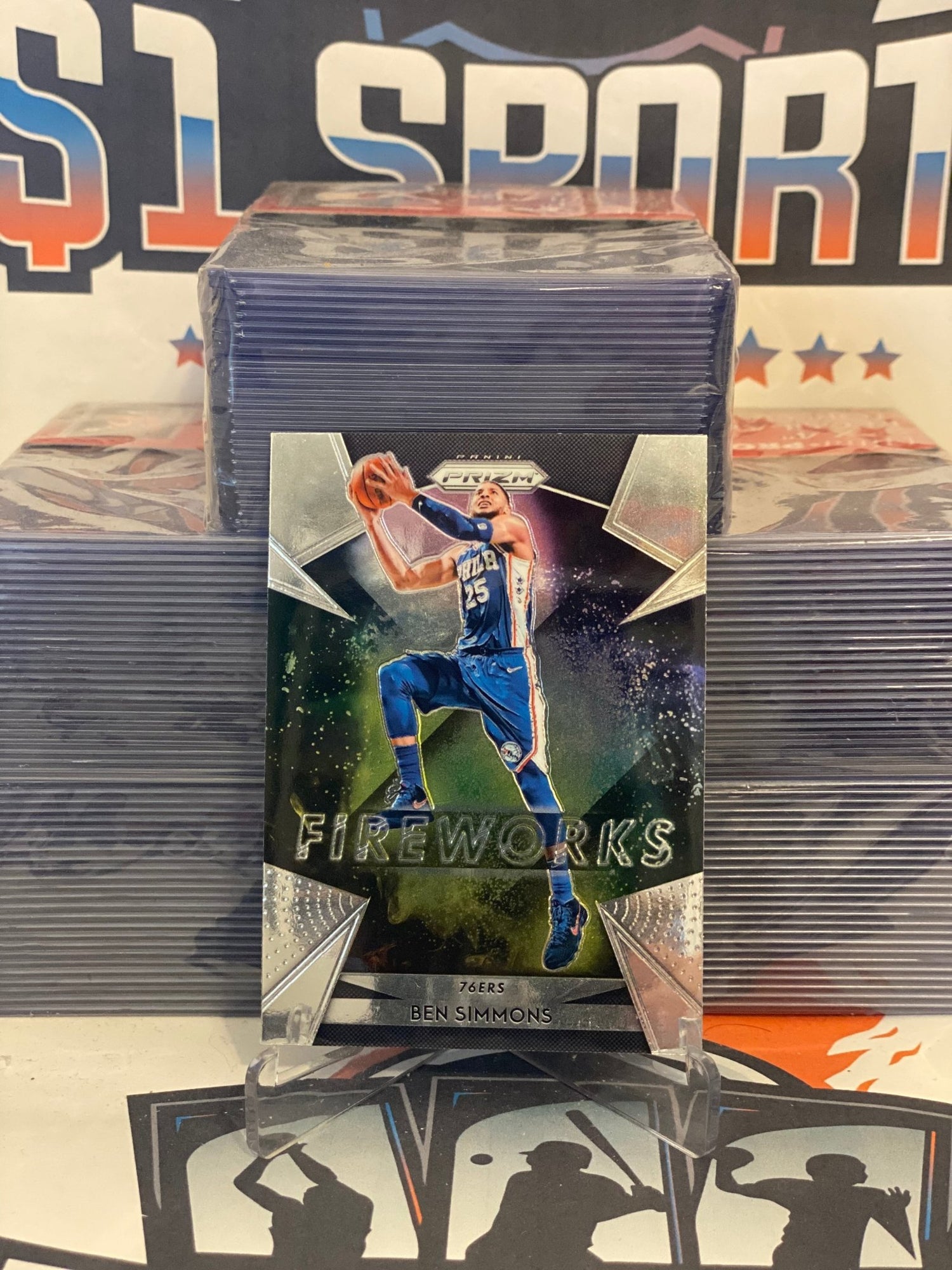 2018 Panini Prizm (Fireworks) Ben Simmons #22