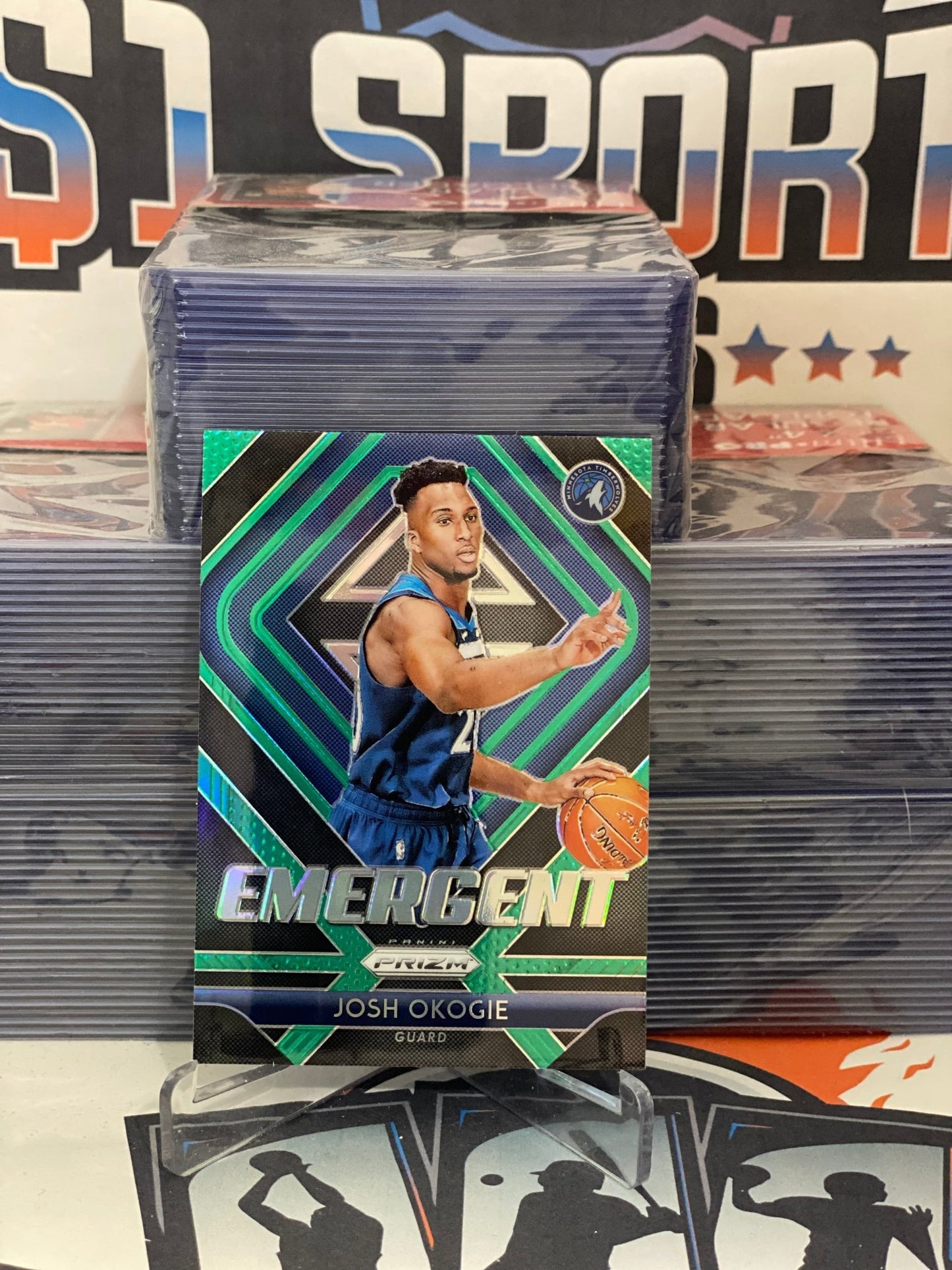 2018 Panini Prizm (Green Prizm, Emergent) Josh Okogie Rookie #20