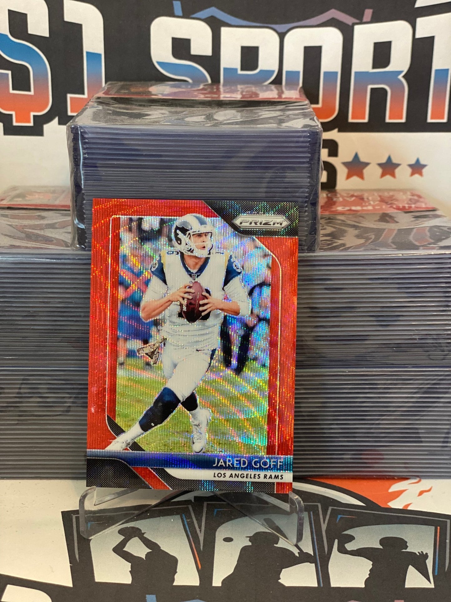 2018 Panini Prizm (Ruby Wave Prizm 124/149) Jared Goff #90