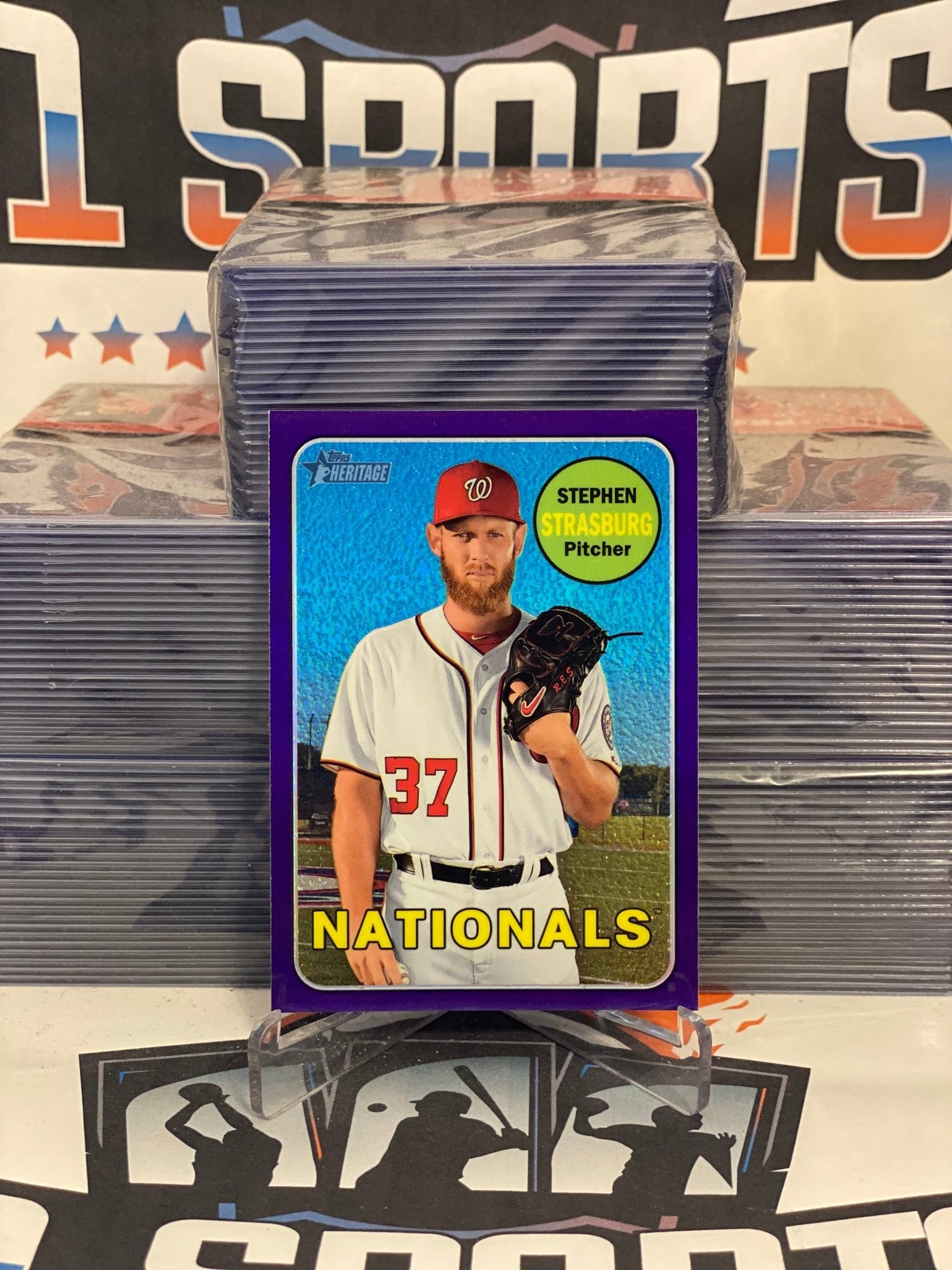 2018 Topps Heritage (Purple Refractor) Stephen Strasburg #THC-92
