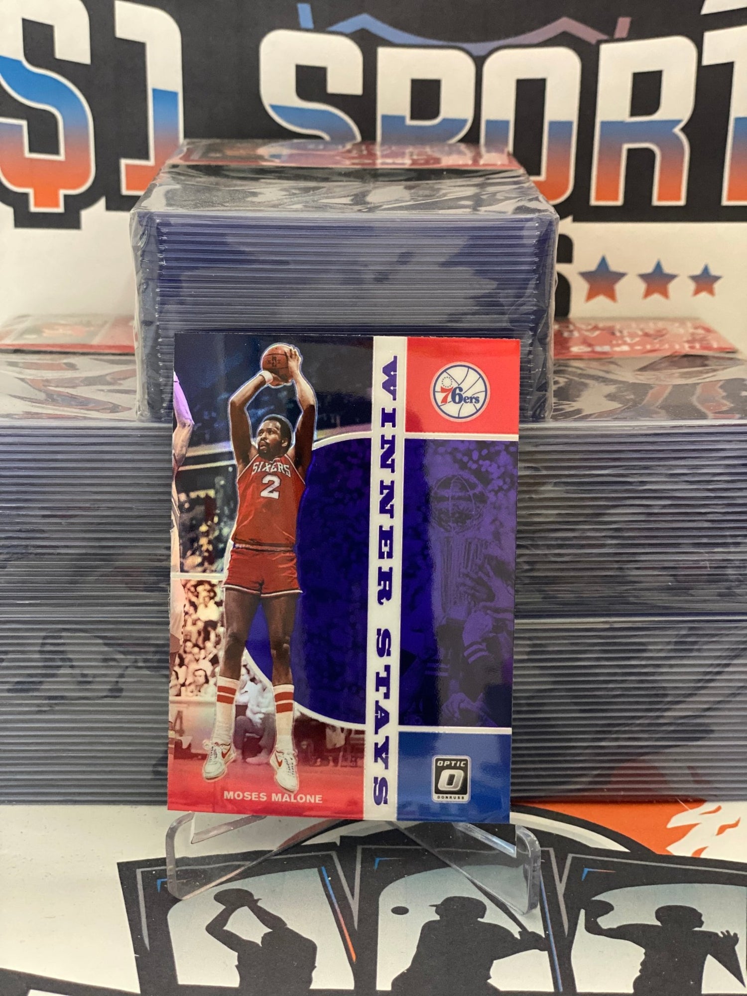 2019 Donruss Optic (Purple Prizm, Winner Stays) Moses Malone #13