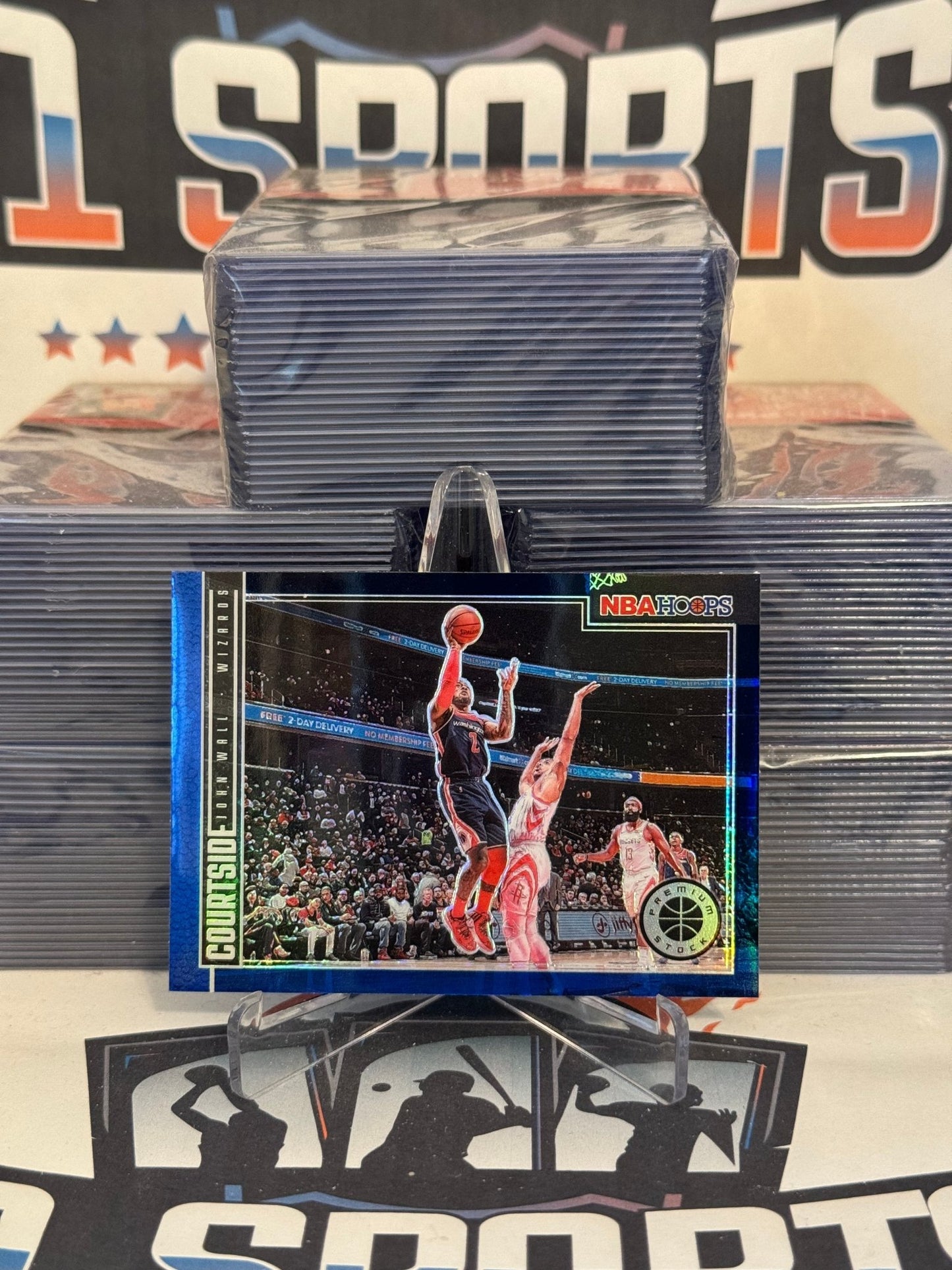 2019 Hoops Premium Stock (Blue Prizm, Courtside) John Wall #9