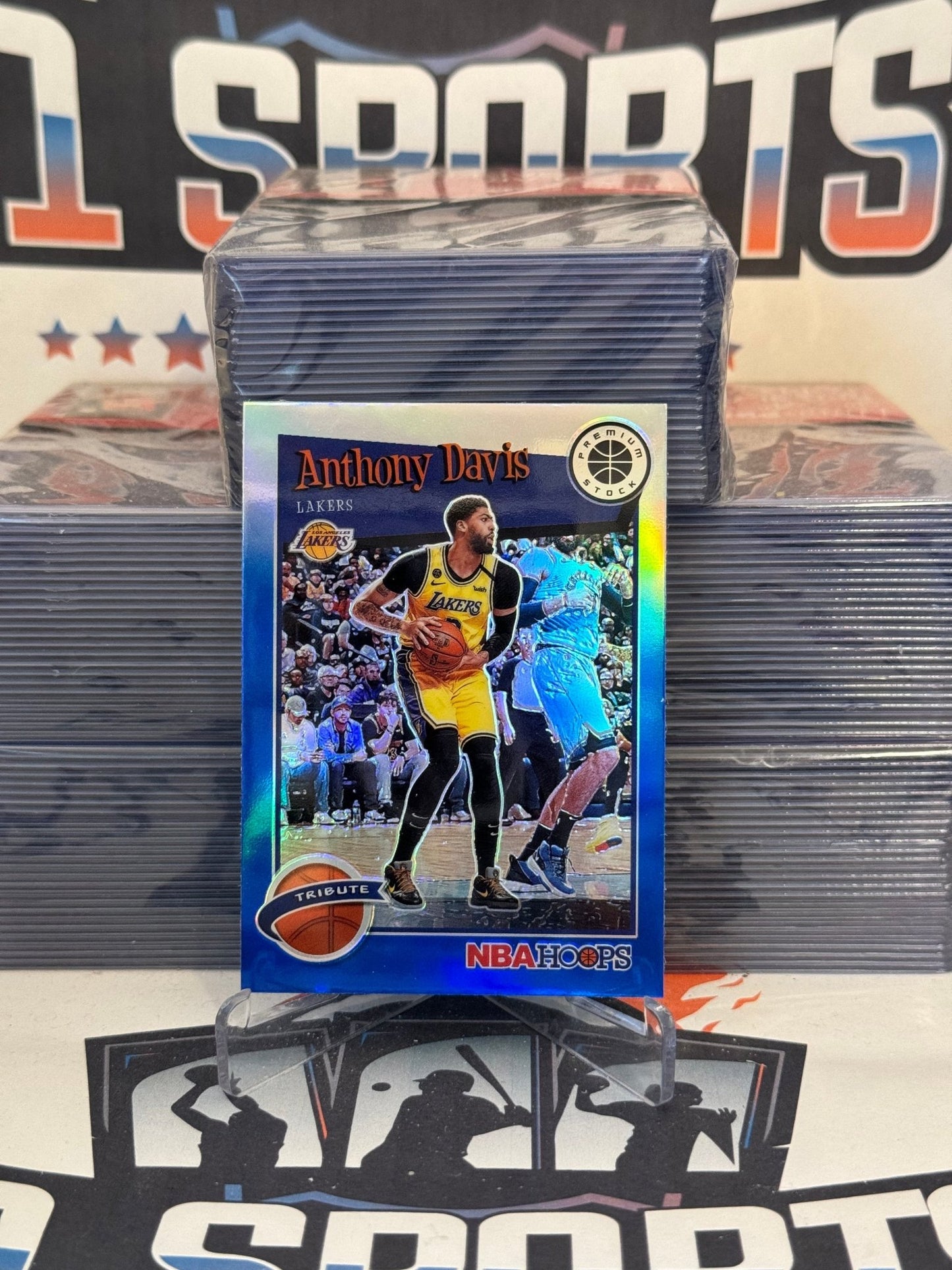 2019 Hoops Premium Stock (Blue Prizm, Tribute) Anthony Davis #294