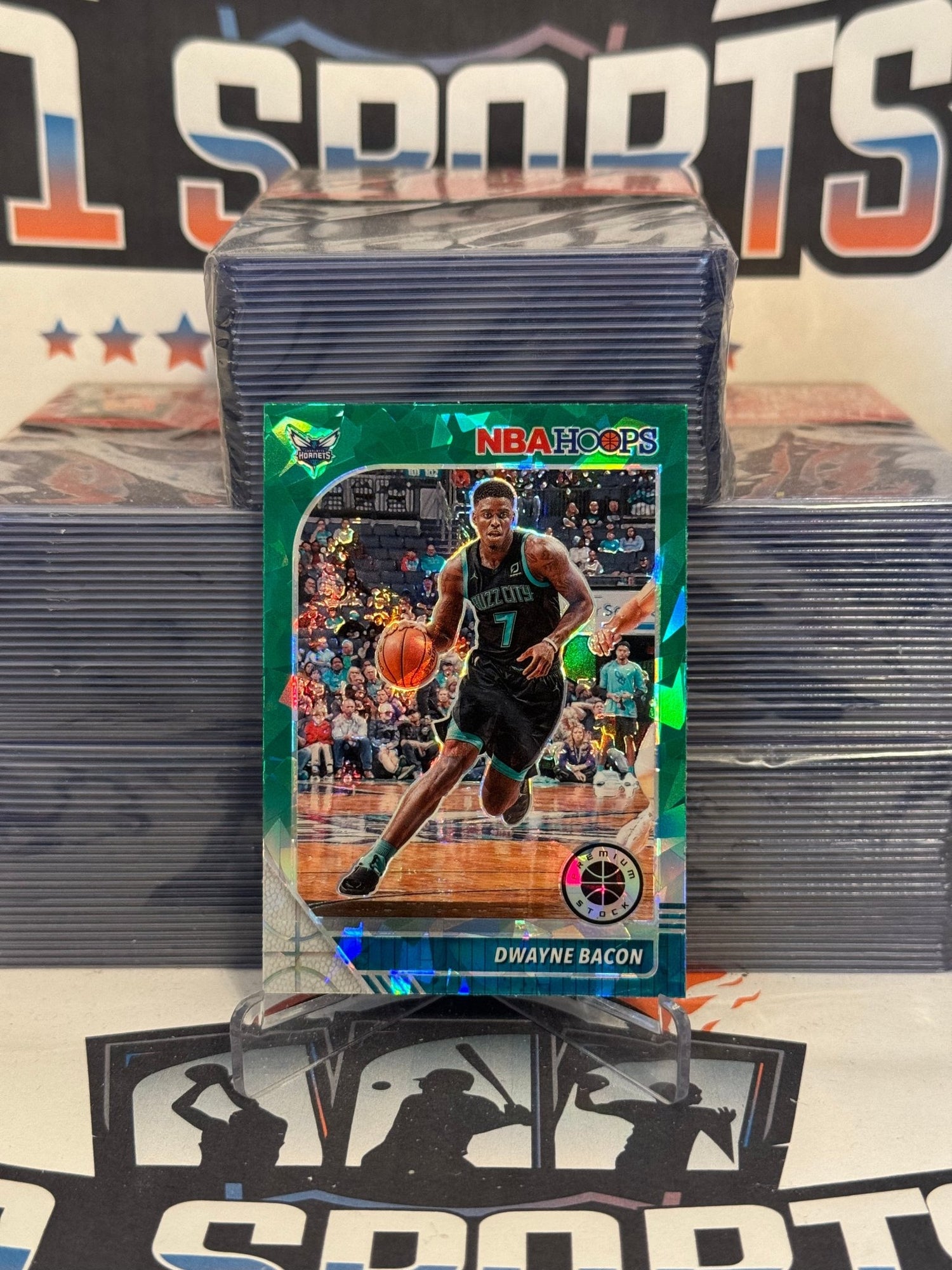 2019 Hoops Premium Stock (Green Cracked Ice Prizm) Dwayne Bacon #24