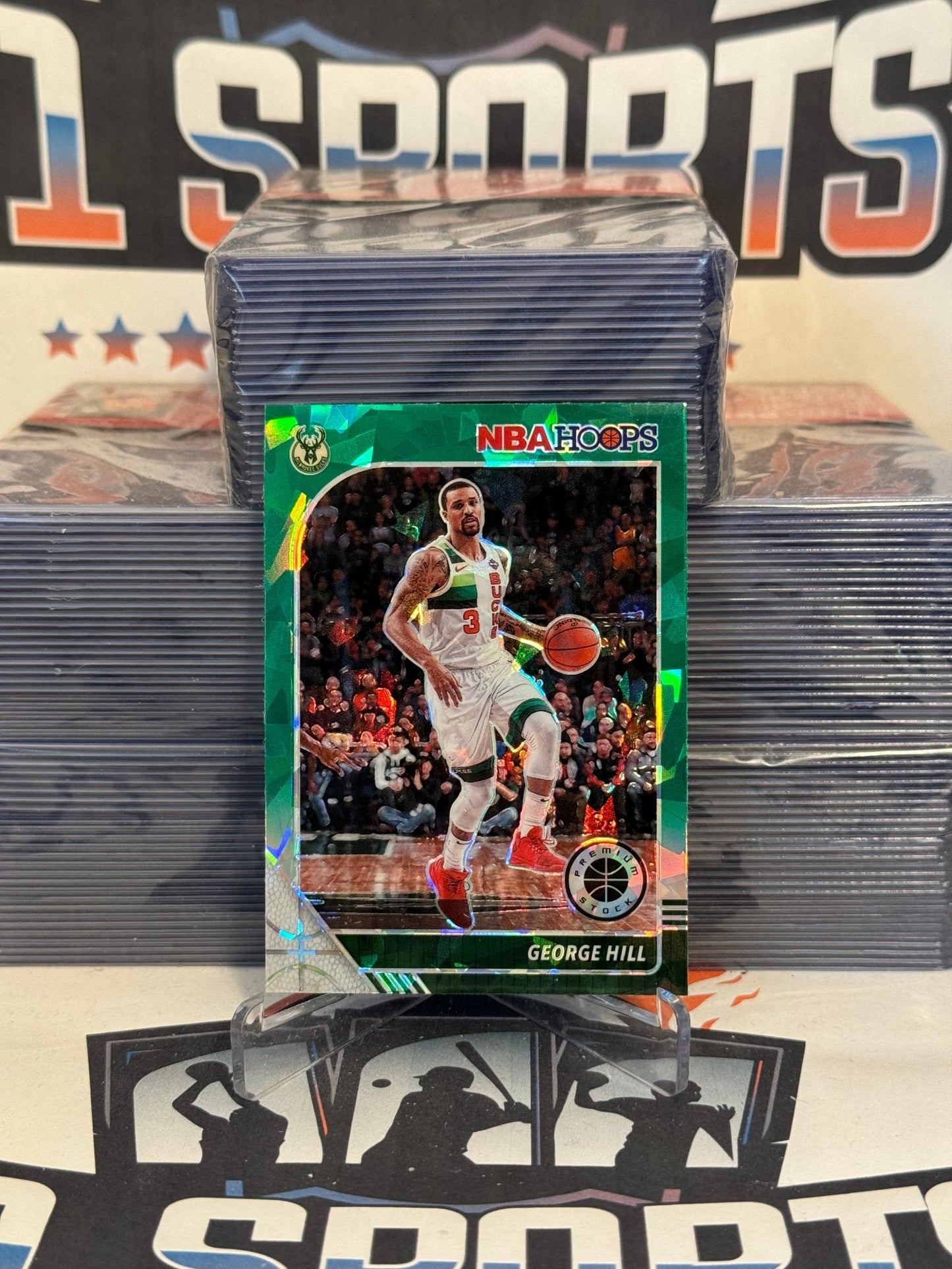 2019 Hoops Premium Stock (Green Cracked Ice Prizm) George Hill #93