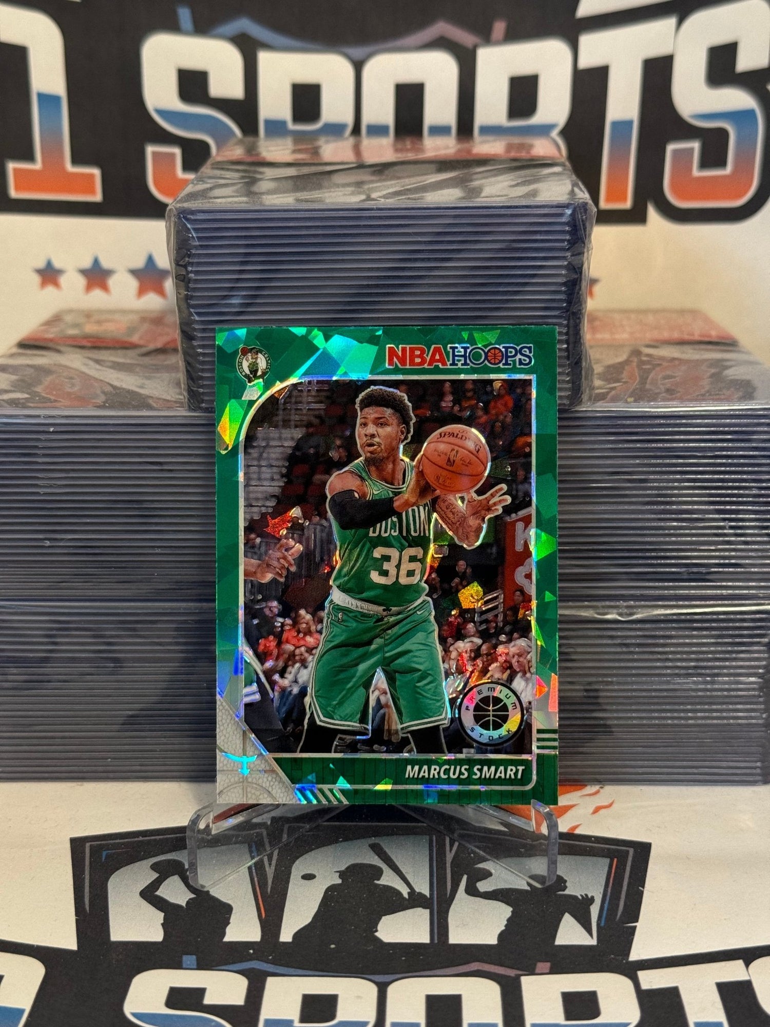 2019 Hoops Premium Stock (Green Cracked Ice Prizm) Marcus Smart #8