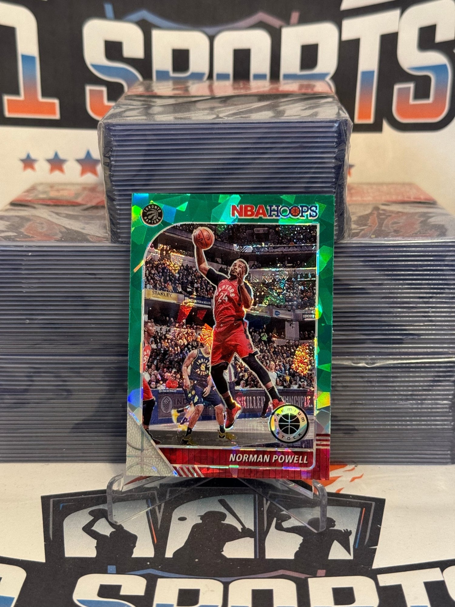 2019 Hoops Premium Stock (Green Cracked Ice Prizm) Norman Powell #184