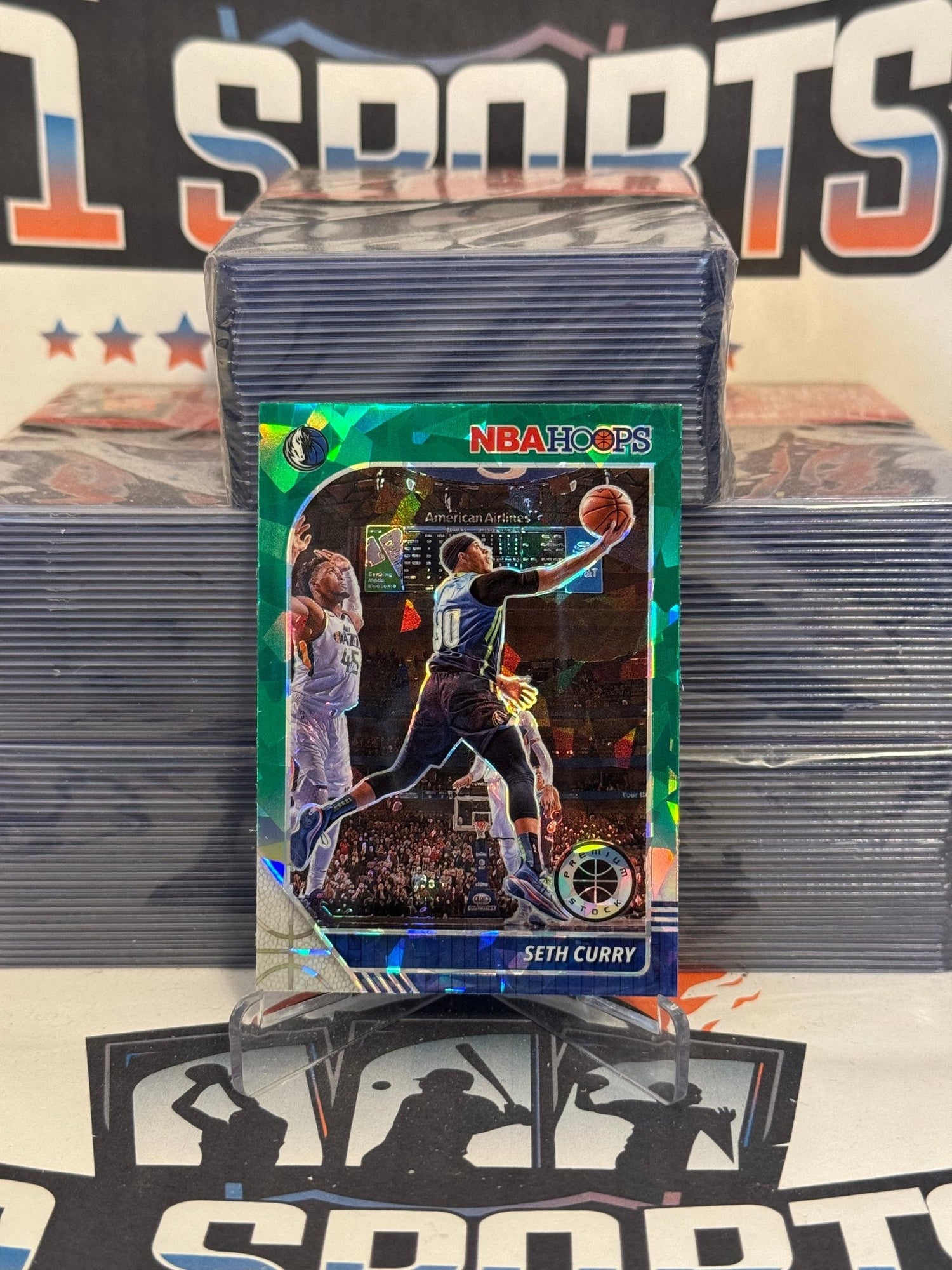2019 Hoops Premium Stock (Green Cracked Ice Prizm) Seth Curry #160