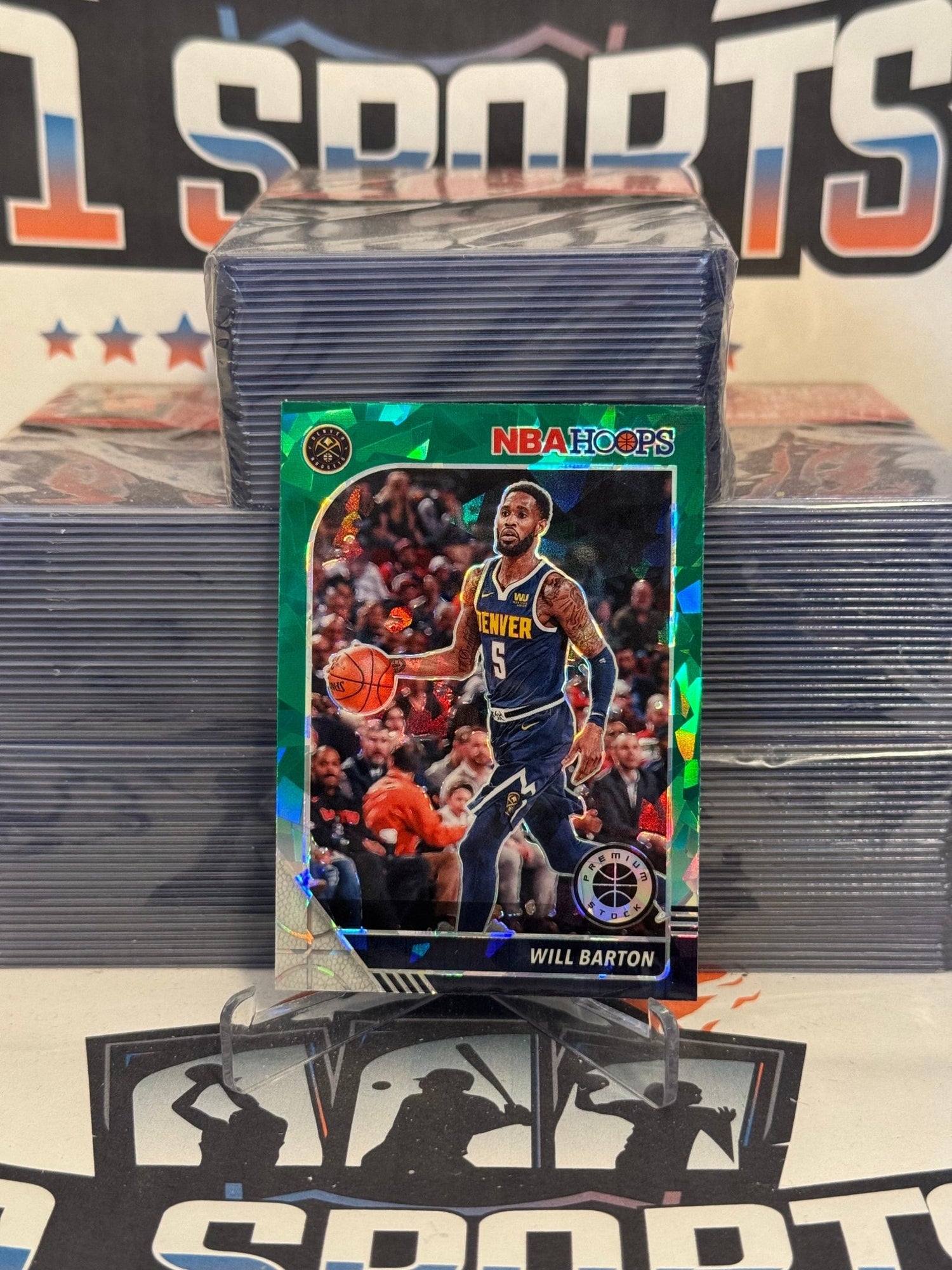 2019 Hoops Premium Stock (Green Cracked Ice Prizm) Will Barton #48