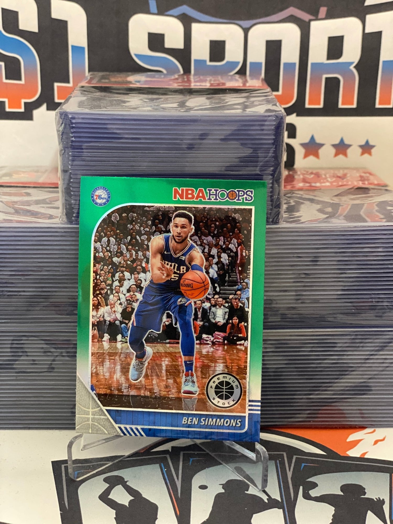 2019 Hoops Premium Stock (Green Prizm) Ben Simmons #144