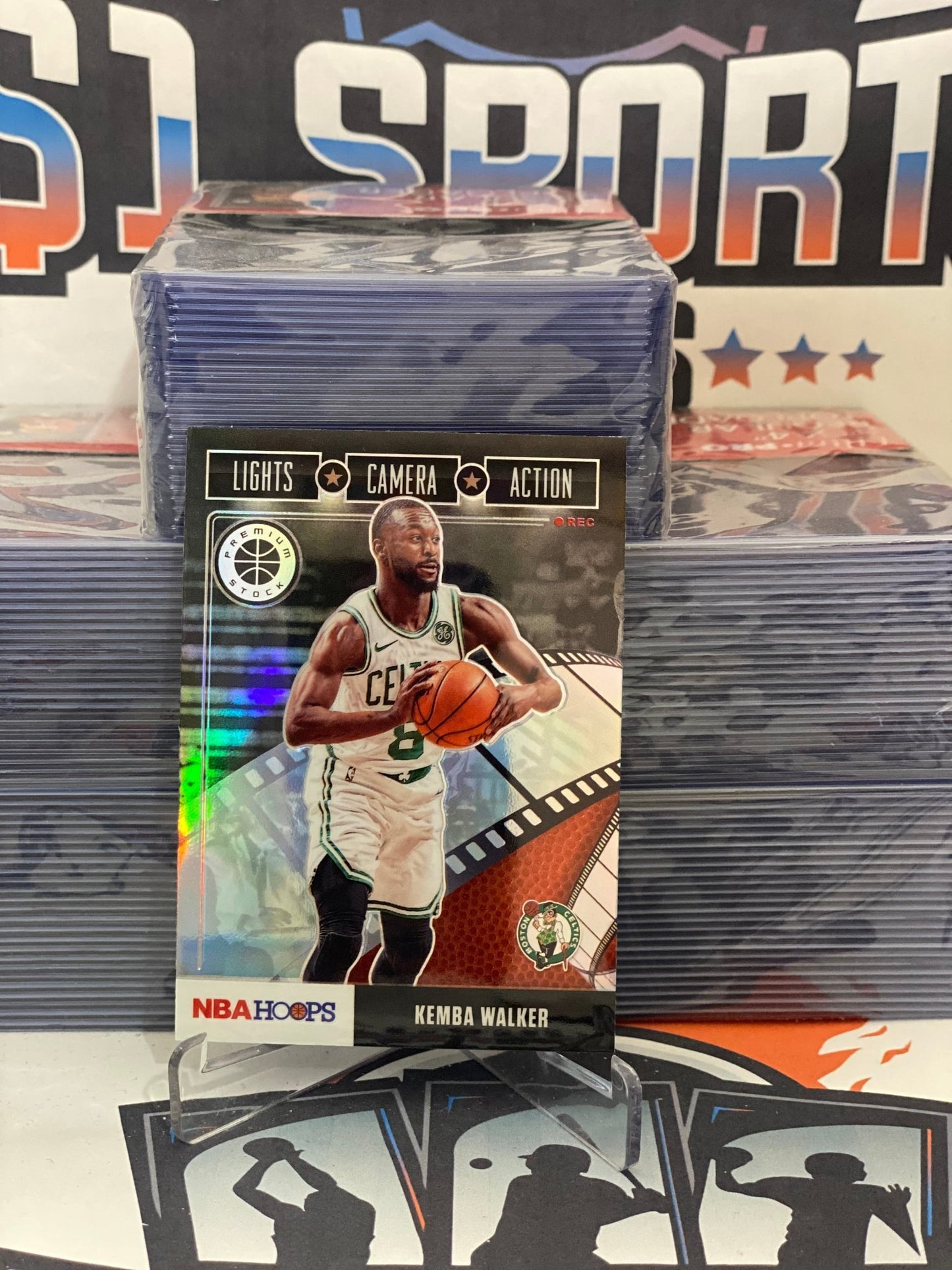 2019 Hoops Premium Stock (Holo Prizm, Lights Camera Action) Kemba Walker #14