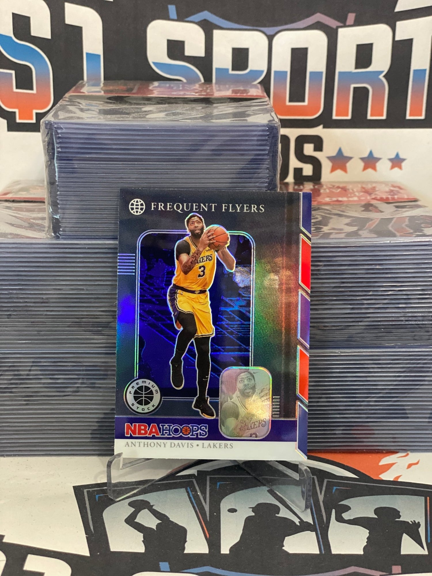 2019 Hoops Premium Stock (Purple Prizm, Frequent Flyers) Anthony Davis #2