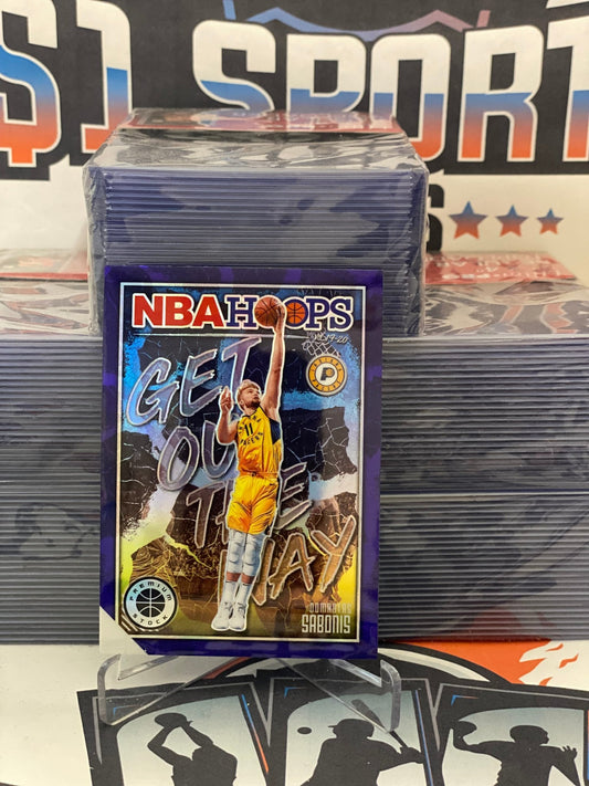 2019 Hoops Premium Stock (Purple Prizm, Get Out The Way) Domantas Sabonis #18