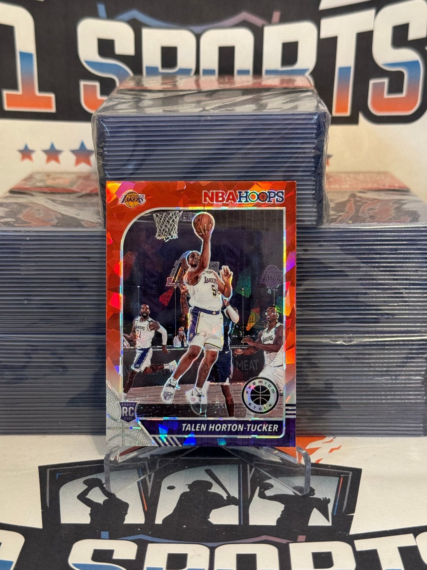 2019 Hoops Premium Stock (Red Cracked Ice Prizm) Talen Horton-Tucker Rookie #248