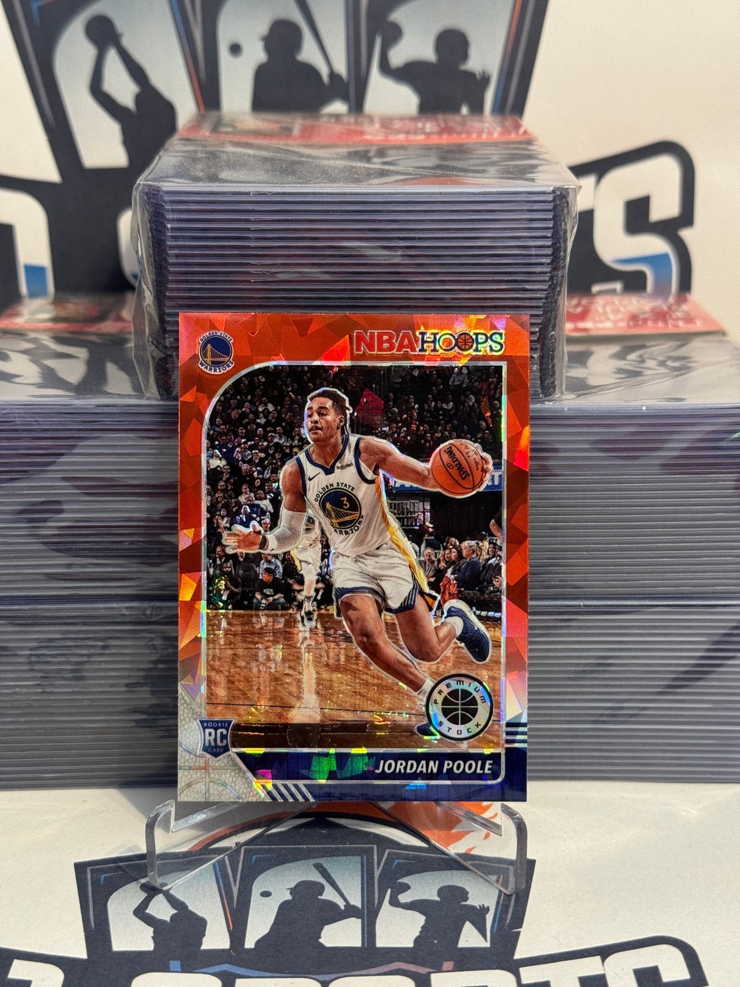 2019 Hoops Premium Stock (Red Ice Prizm) Jordan Poole Rookie #223
