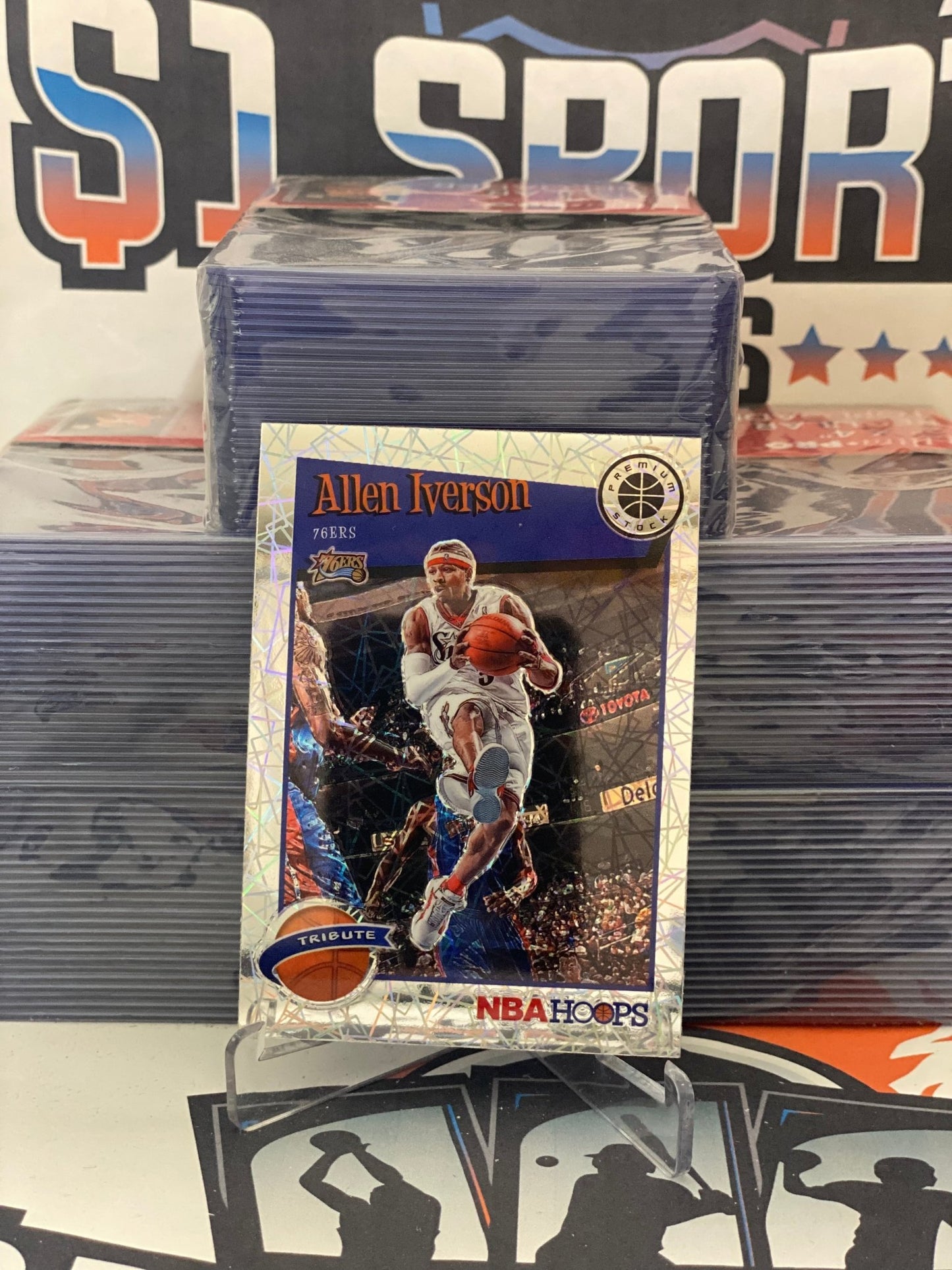 2019 Hoops Premium Stock (Silver Laser Prizm, Tribute) Allen Iverson #285
