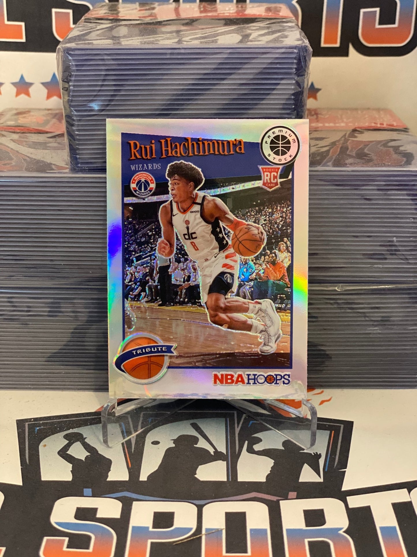2019 Hoops Premium Stock (Silver Prizm, Tribute) Rui Hachimura Rookie #300