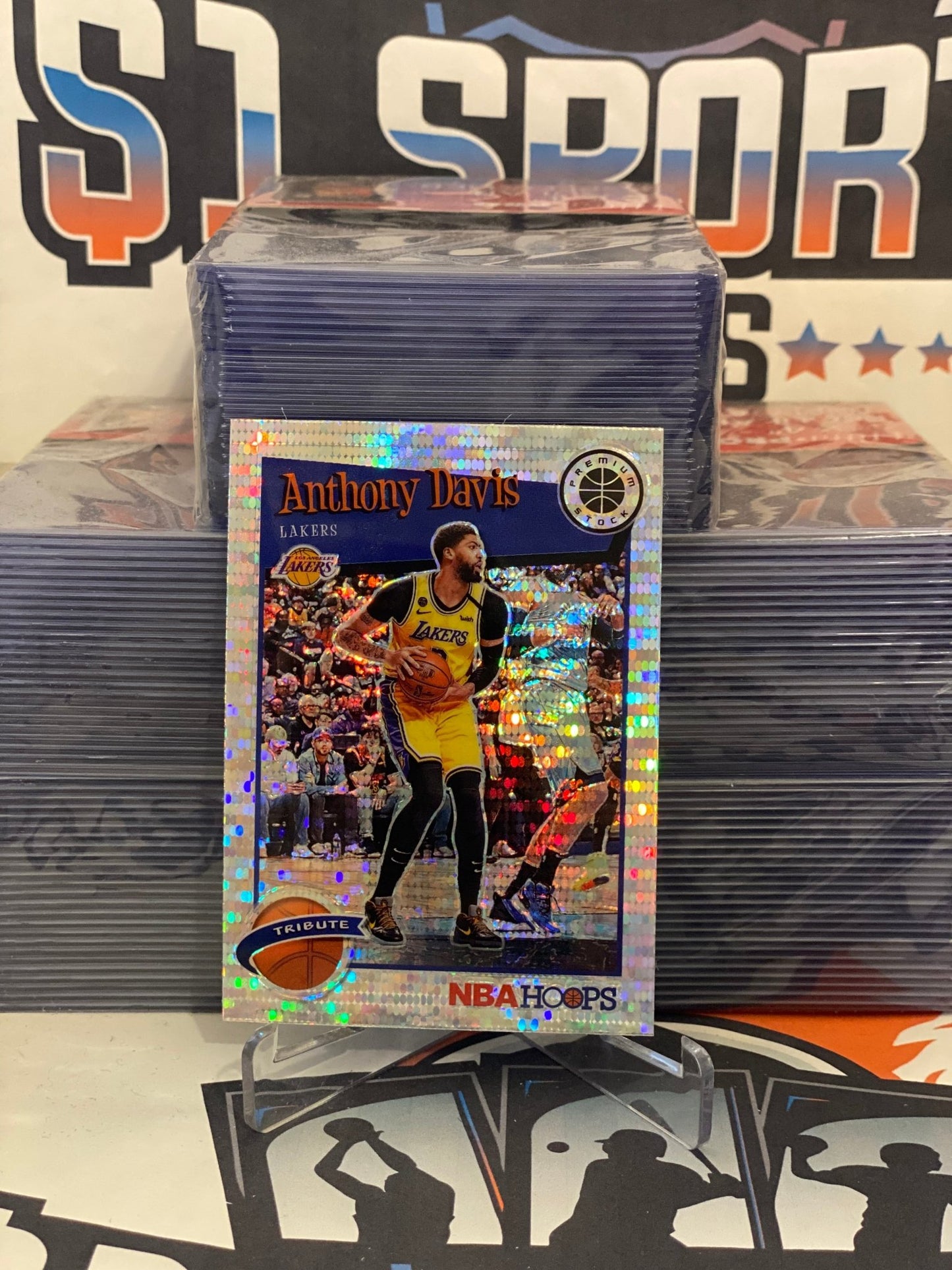 2019 Hoops Premium Stock (Silver Pulsar Prizm, Tribute) Anthony Davis #294