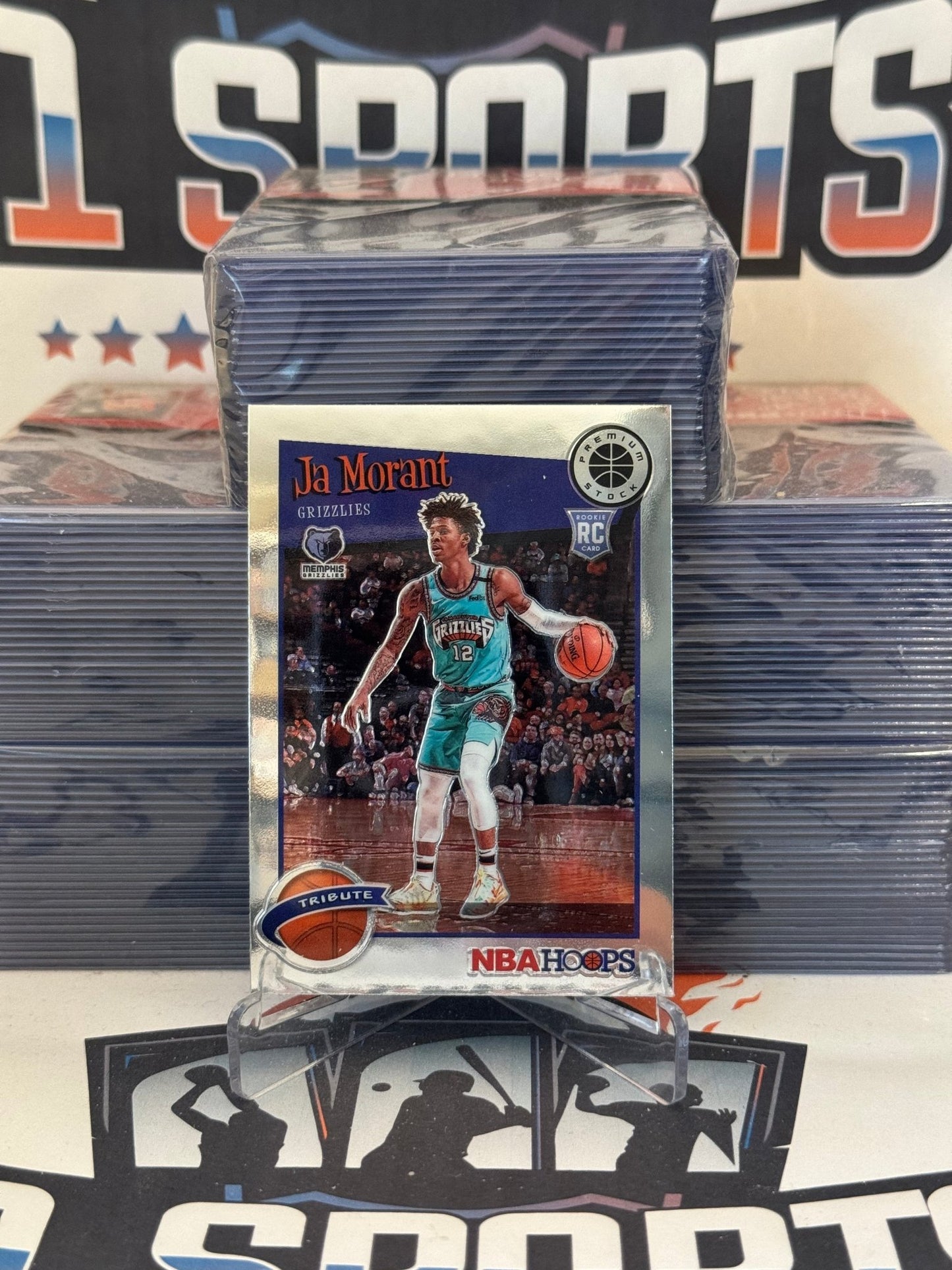 2019 Hoops Premium Stock (Tribute) Ja Morant Rookie #297