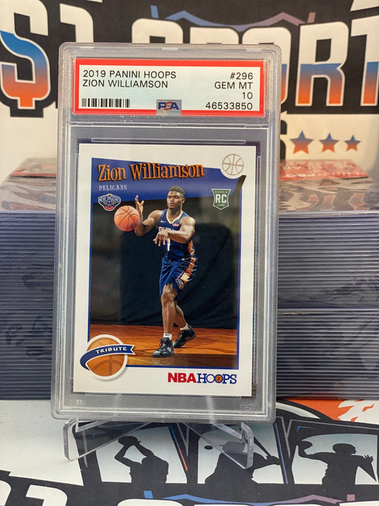 2019 NBA Hoops (Tribute) Zion Williamson Rookie #296 - PSA 10