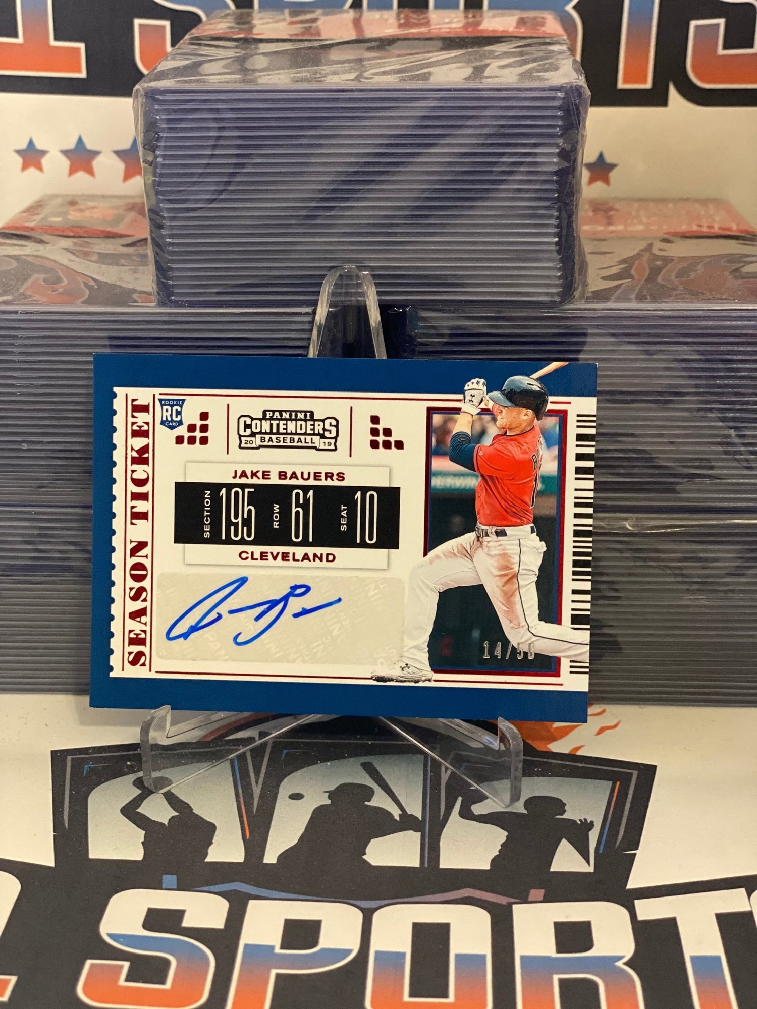 2019 Panini Contenders (Red, Auto 14/50) Jake Bauers Rookie #14