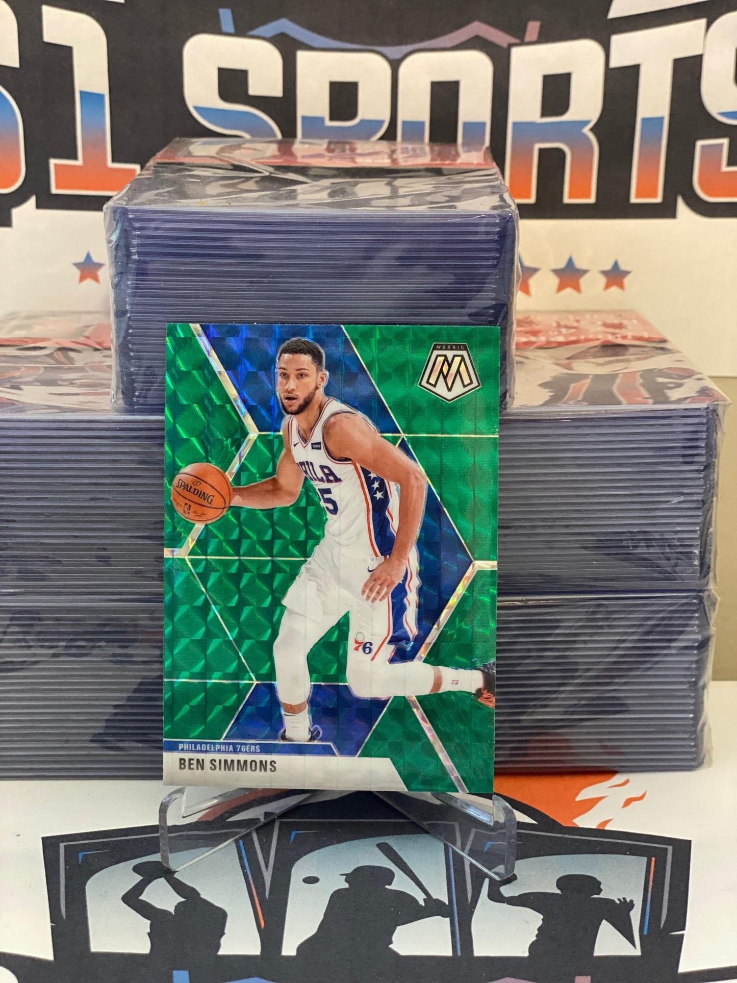 2019 Panini Mosaic (Green Prizm) Ben Simmons #149