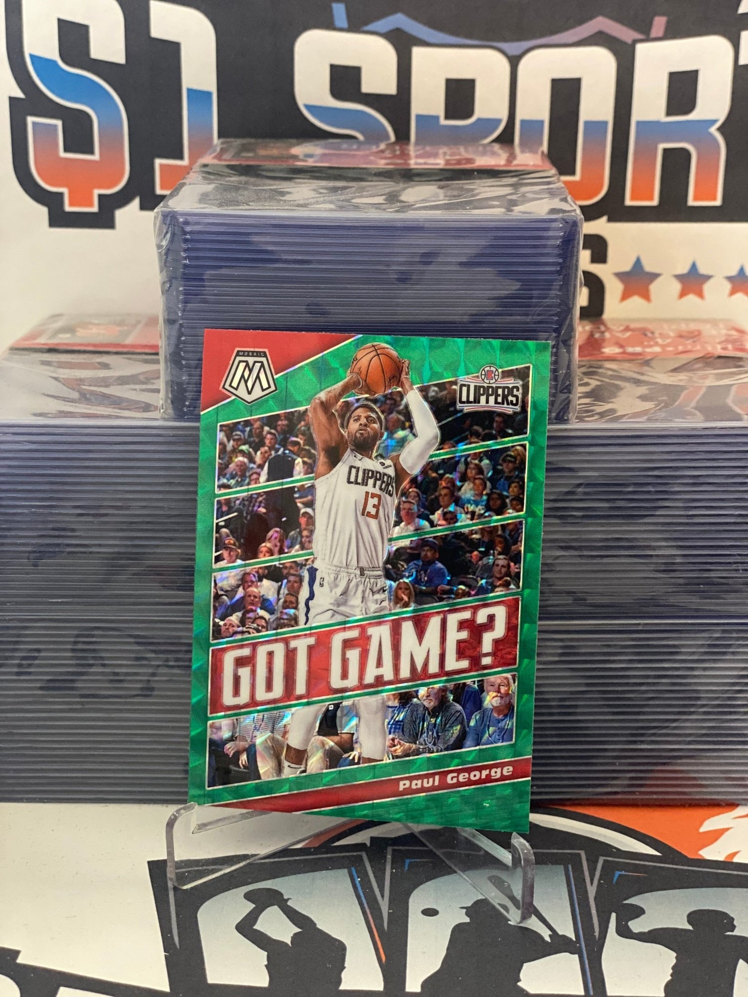 2019 Panini Mosaic (Green Prizm, Got Game?) Paul George #3