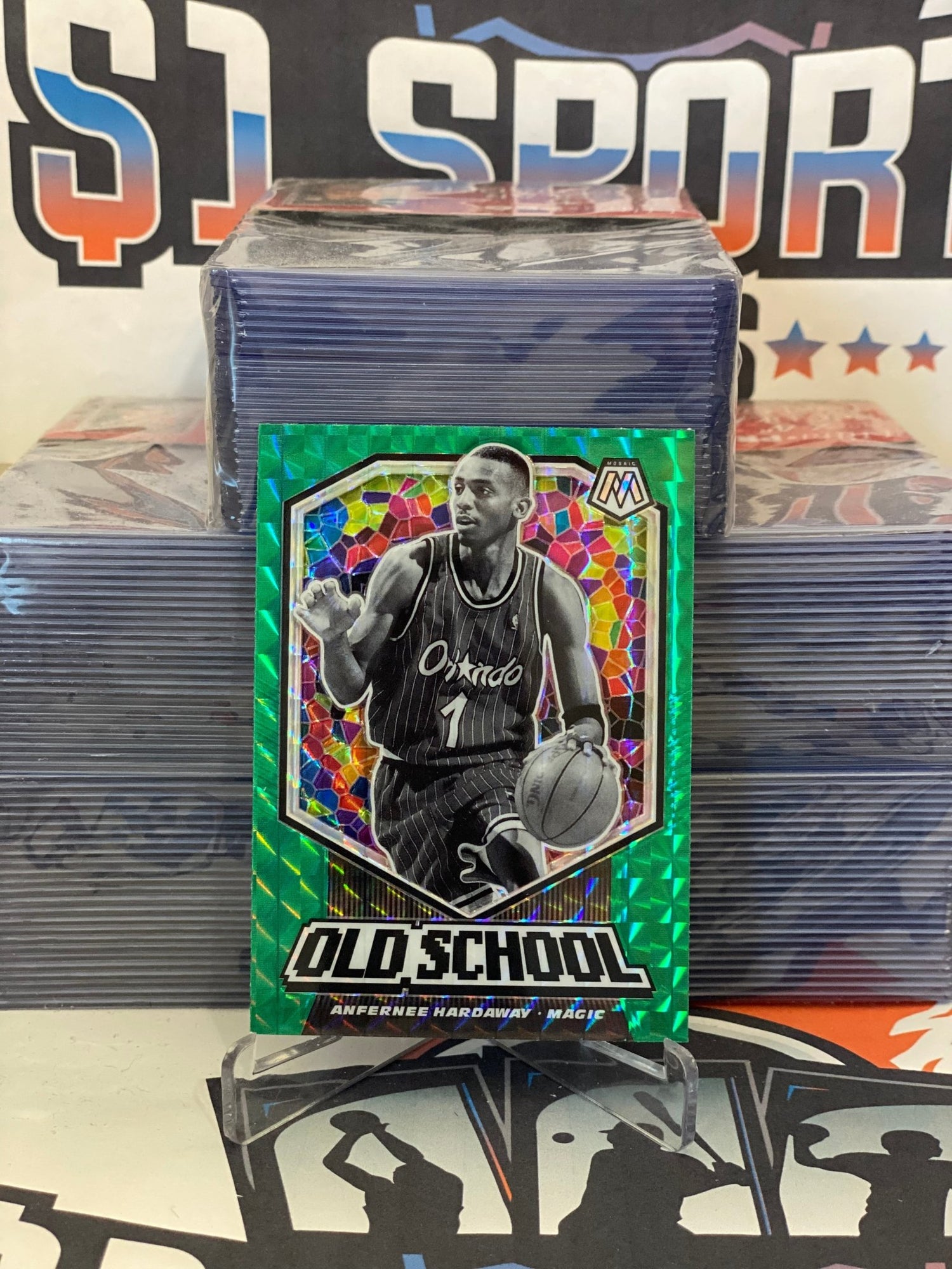 2019 Panini Mosaic (Green Prizm, Old School) Anfernee Hardaway #4