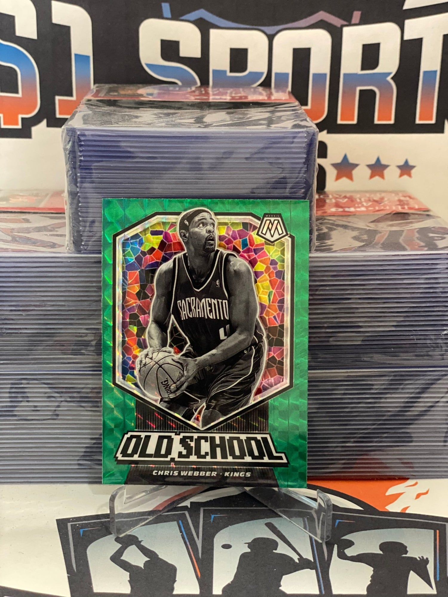 2019 Panini Mosaic (Green Prizm, Old School) Chris Webber #13