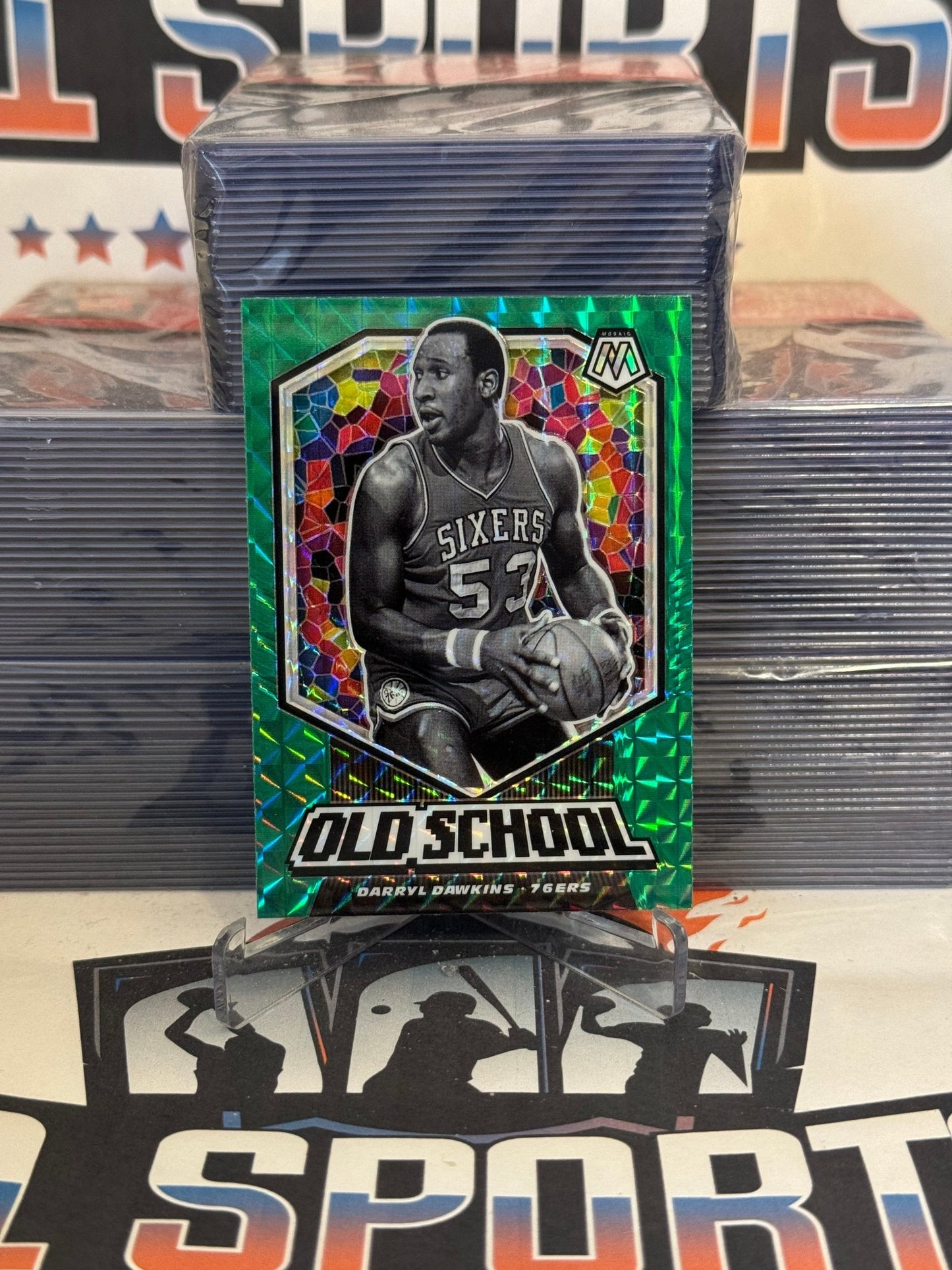 2019 Panini Mosaic (Green Prizm, Old School) Darryl Dawkins #10