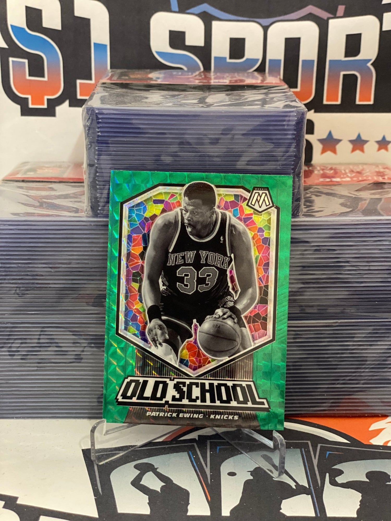 2019 Panini Mosaic (Green Prizm, Old School) Patrick Ewing #2