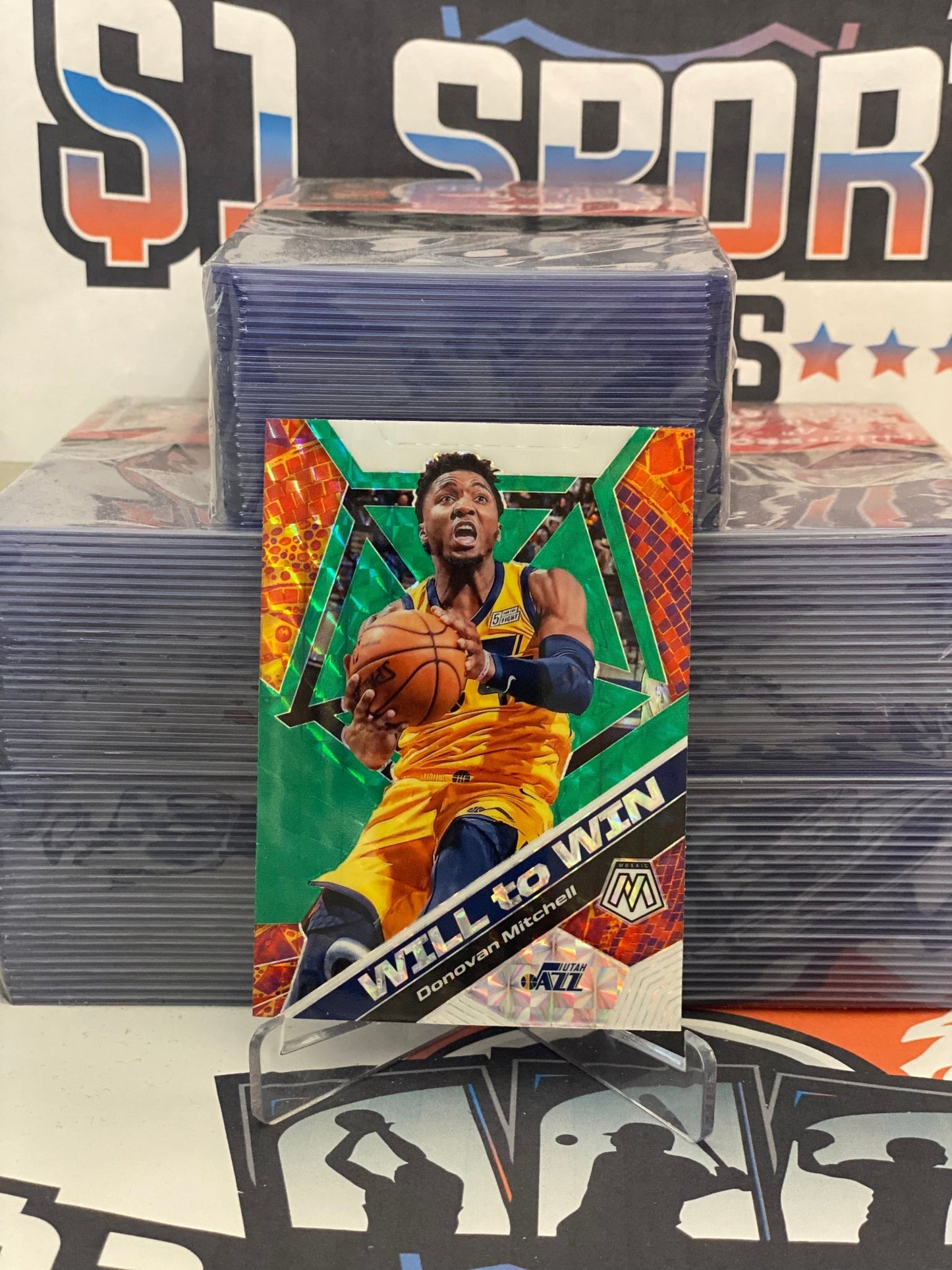 2019 Panini Mosaic (Green Prizm, Will to Win) Donovan Mitchell #16