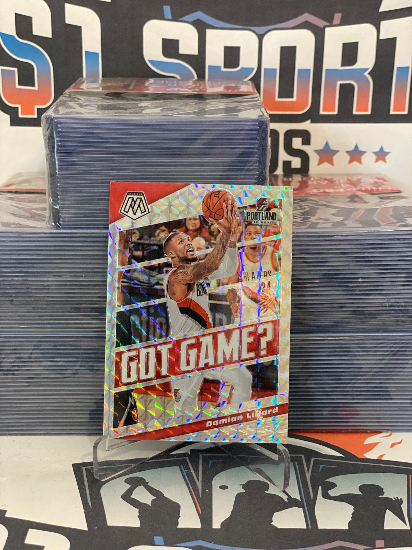 2019 Panini Mosaic (Mosaic Prizm, Got Game?) Damian Lillard #14