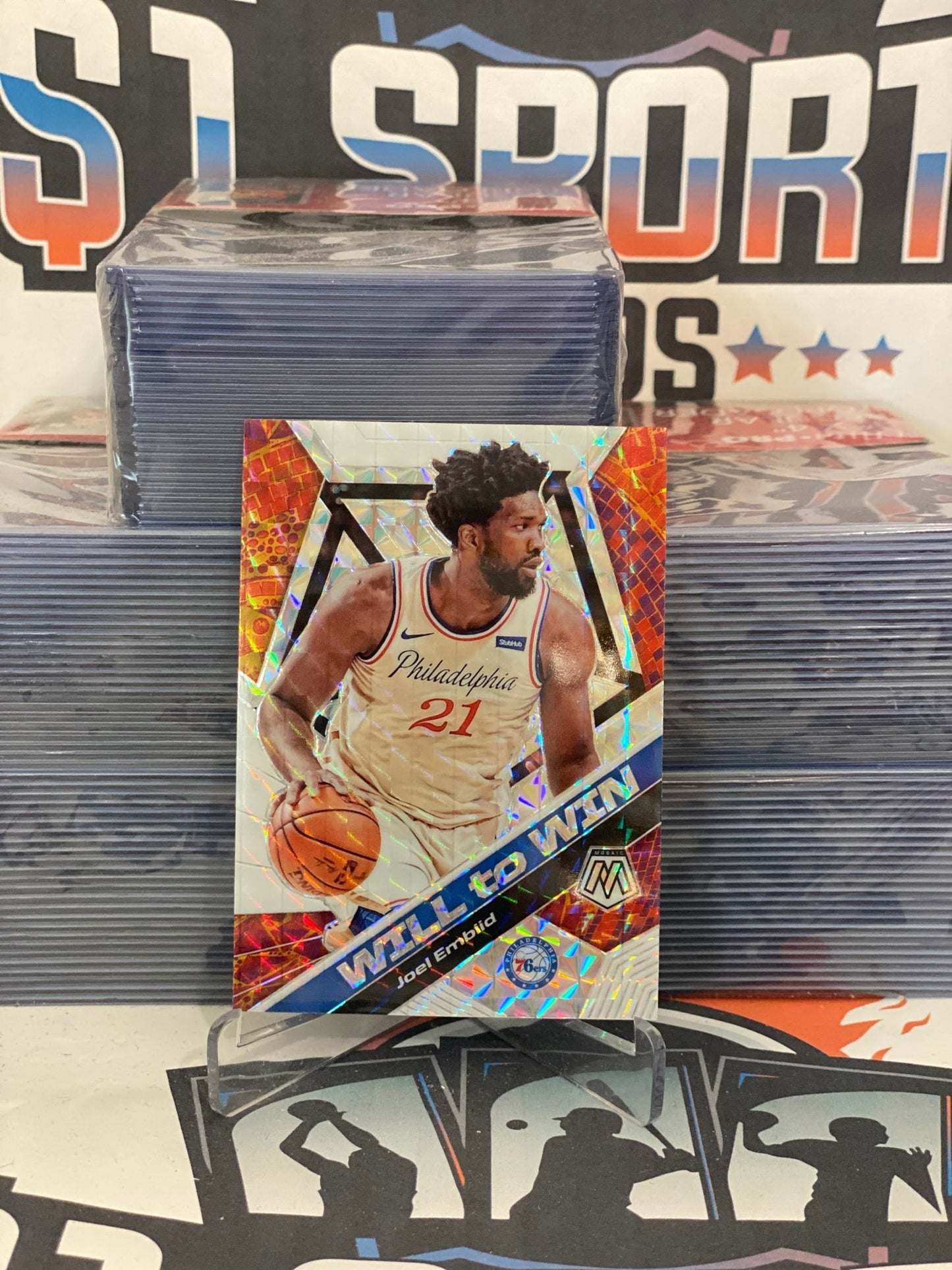 2019 Panini Mosaic (Mosaic Prizm, Will to Win) Joel Embiid #17