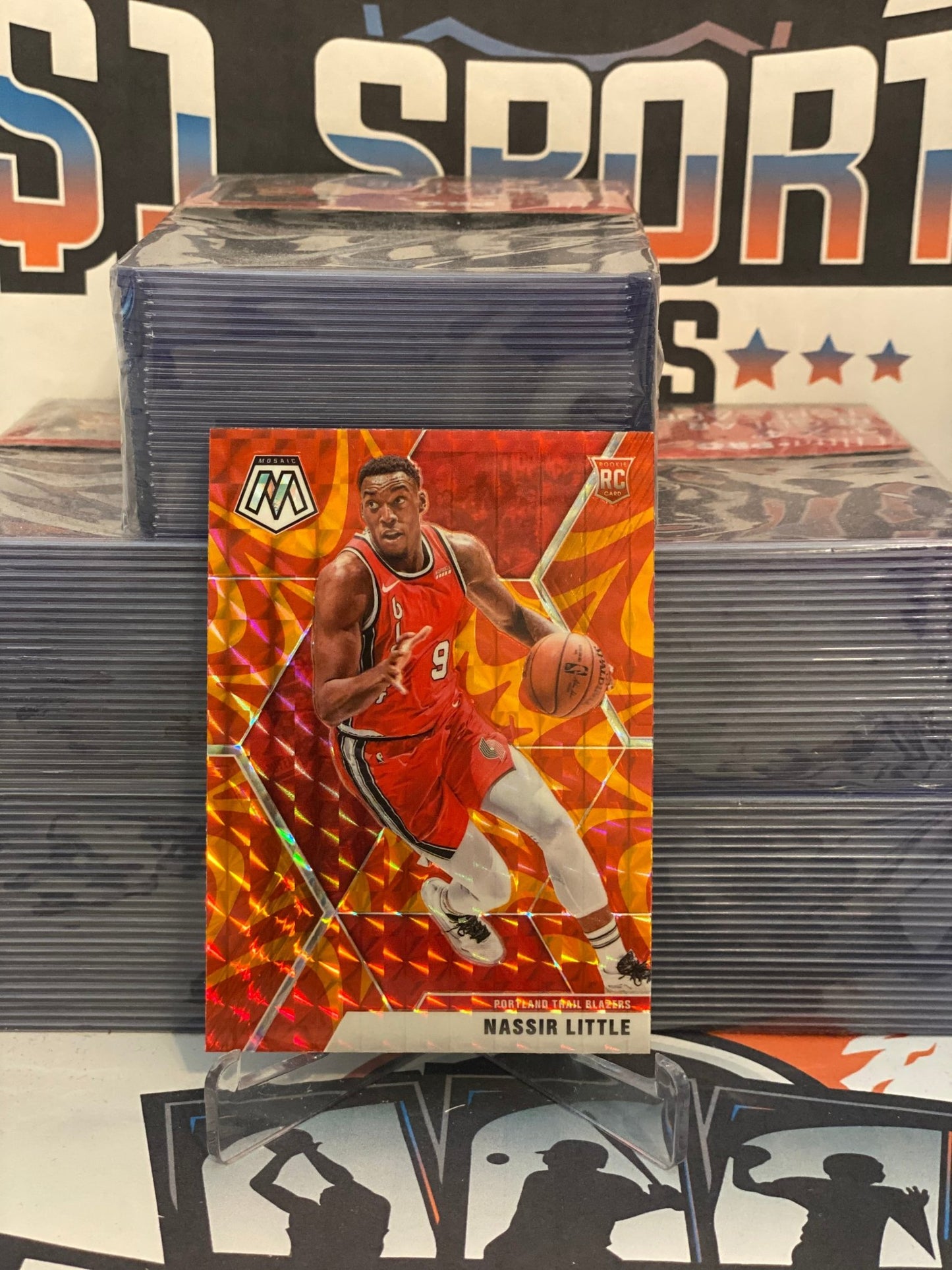 2019 Panini Mosaic (Orange Reactive Prizm) Nassir Little Rookie #247