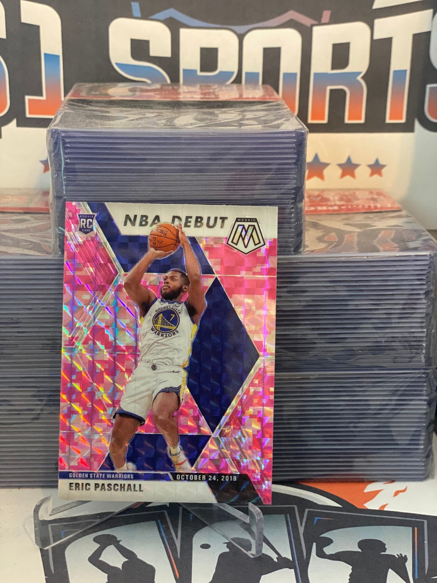 2019 Panini Mosaic (Pink Camo Prizm, NBA Debut) Eric Paschall Rookie #272