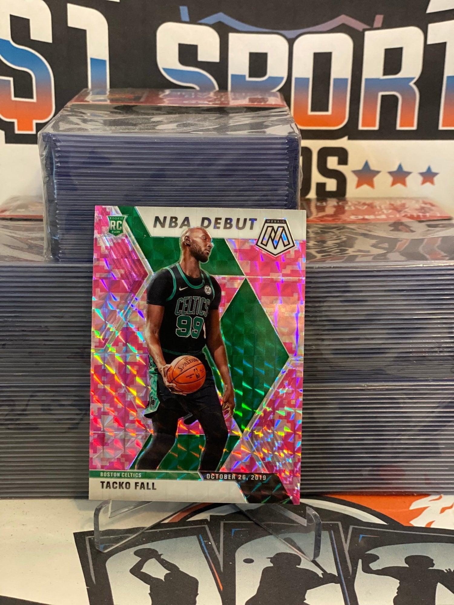 2019 Panini Mosaic (Pink Camo Prizm, NBA Debut) Tacko Fall Rookie #276