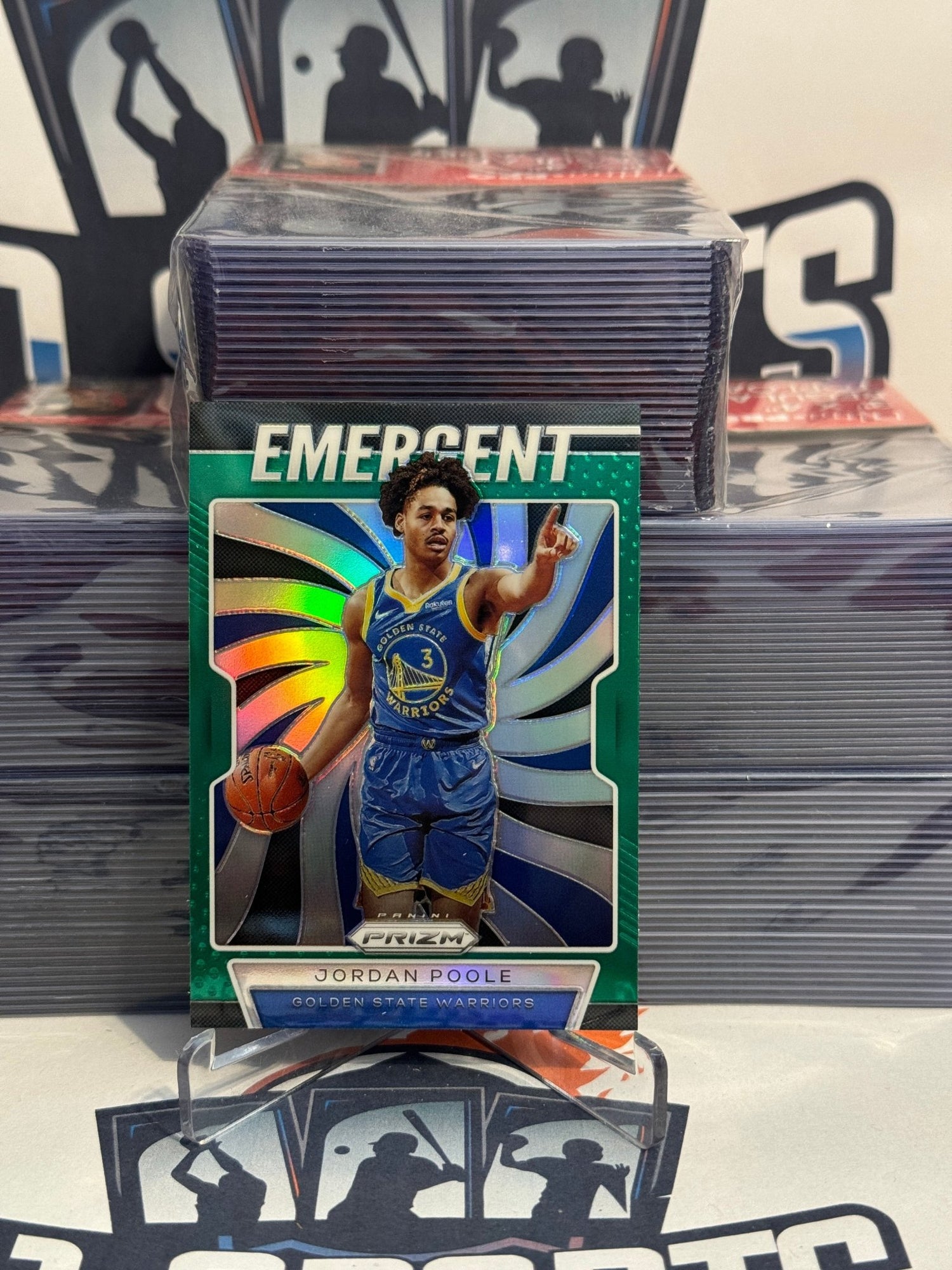 2019 Panini Prizm (Green Prizm, Emergent) Jordan Poole Rookie #4