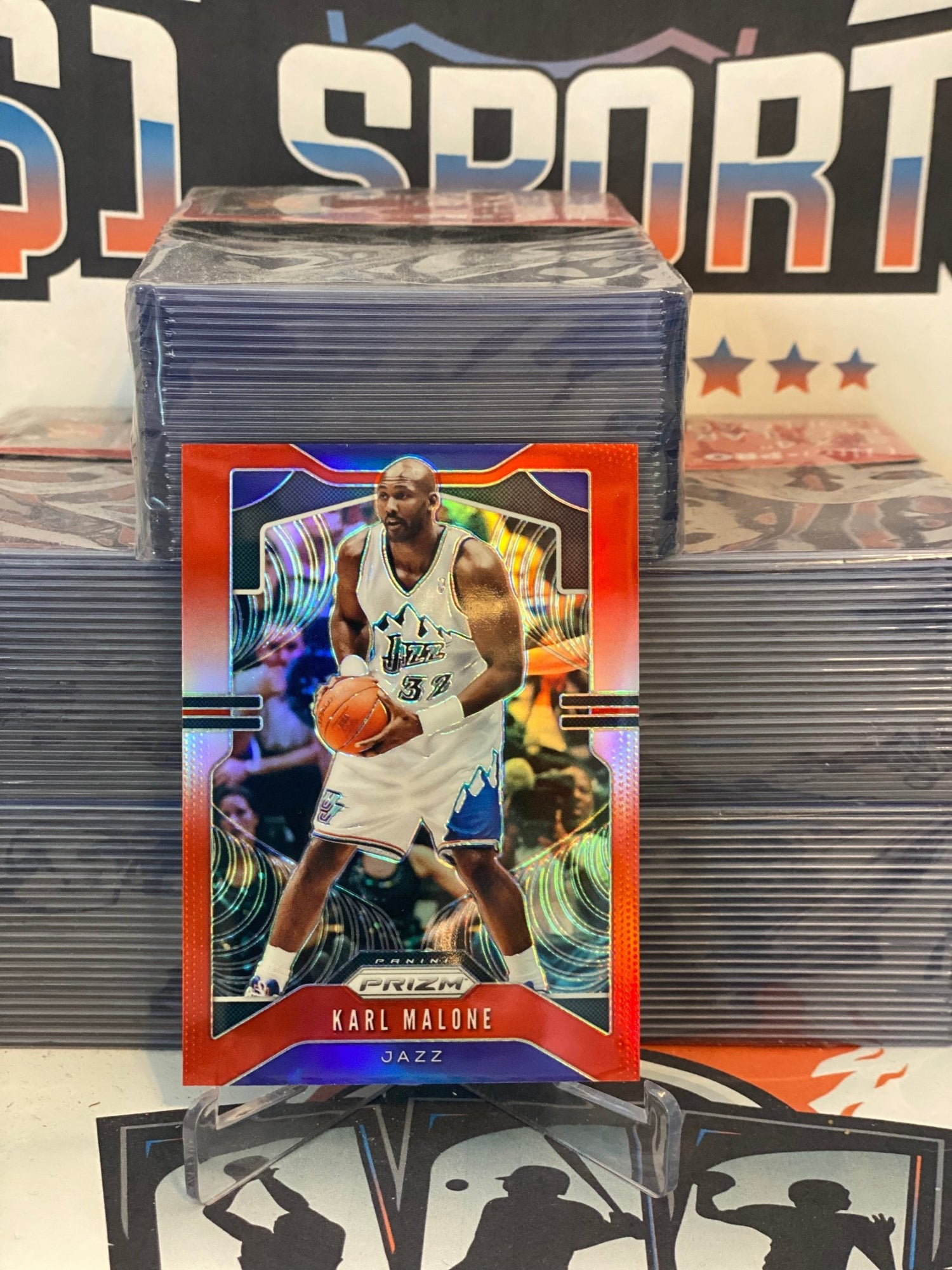 2019 Panini Prizm (Red Prizm 153/299) Karl Malone #19