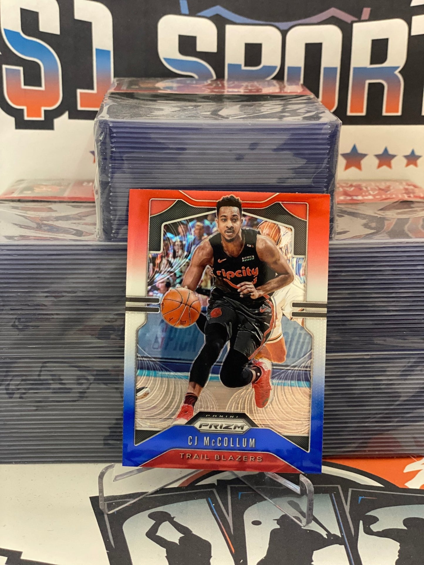 2019 Panini Prizm (Red White Blue Prizm) CJ McCollum #113