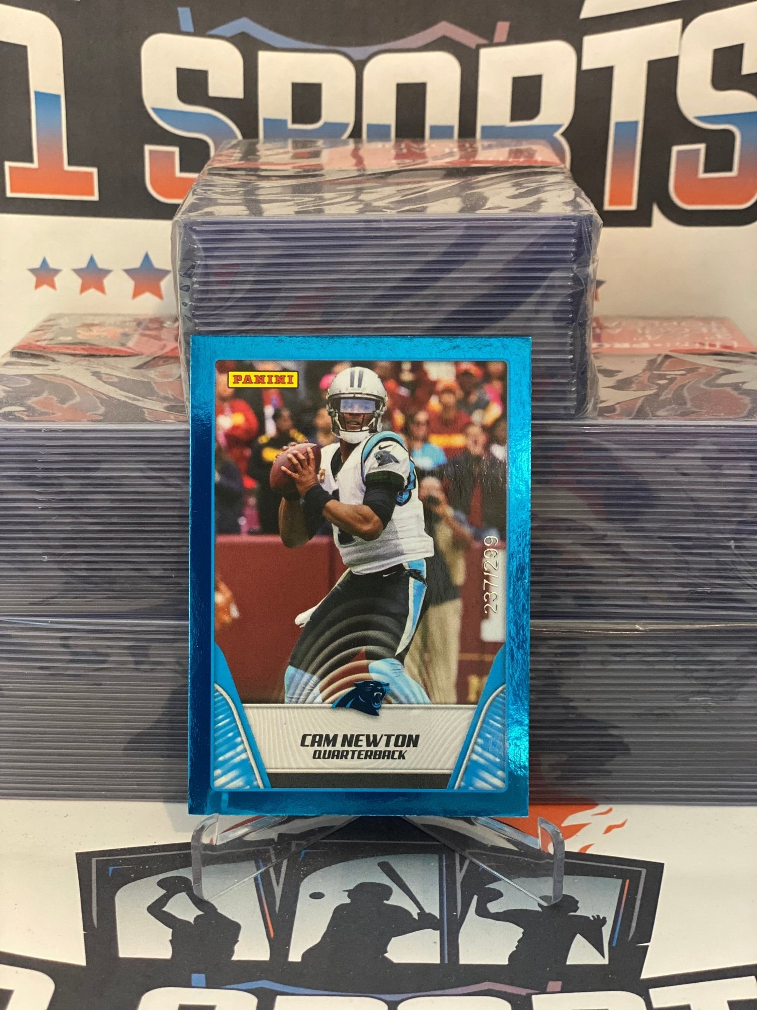 2019 Panini Stickers (Blue 237/299) Cam Newton #64