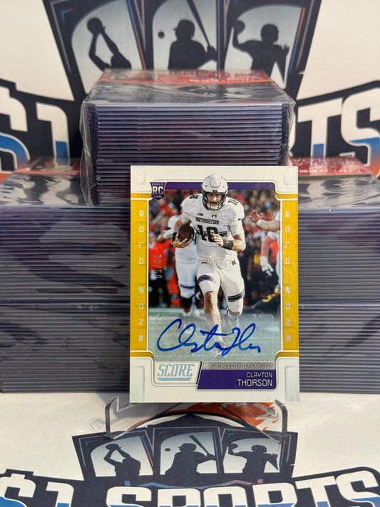 2019 Score (Gold Zone Auto 39/50) Clayton Thorson Rookie #411