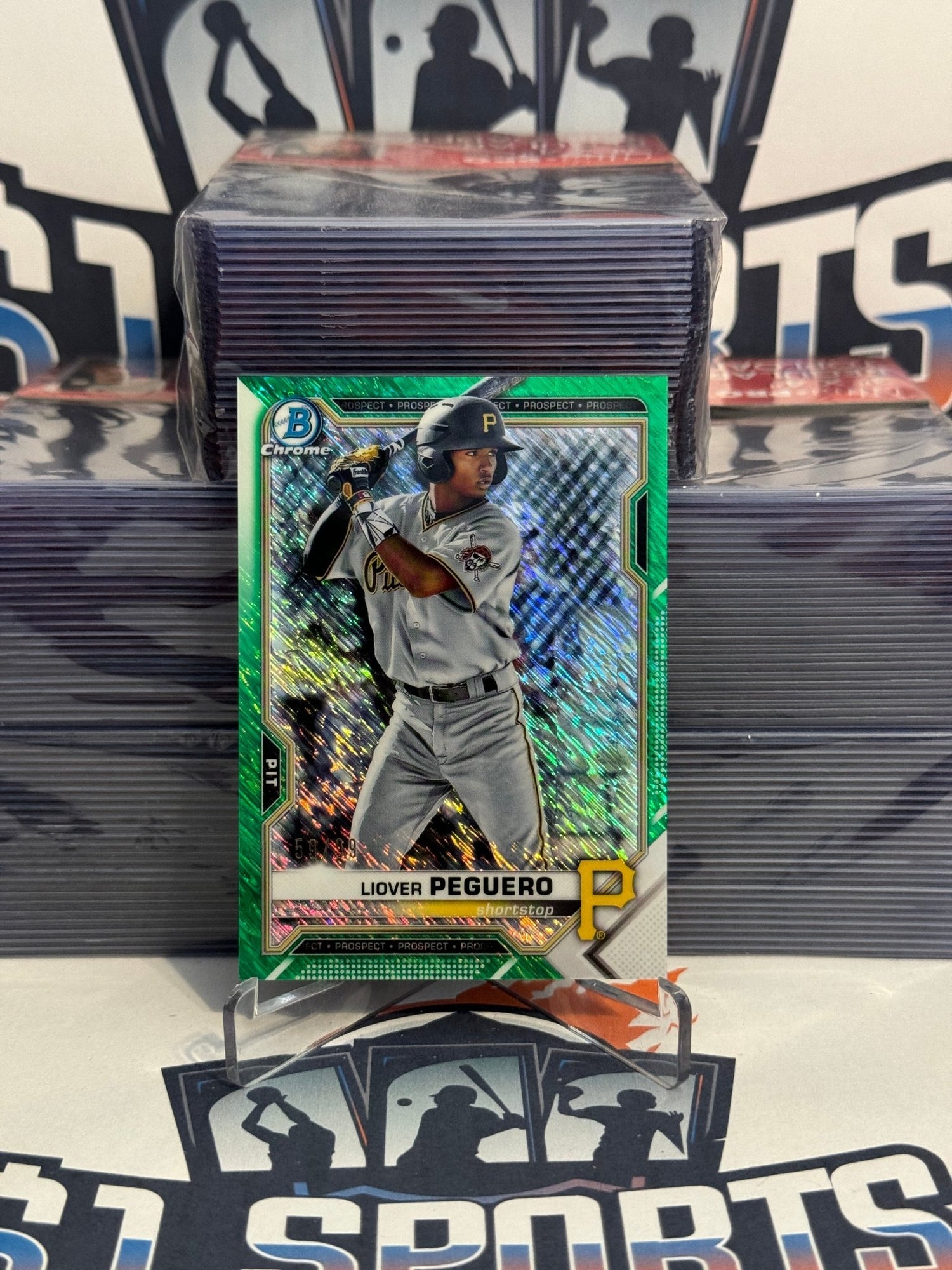 2020 Bowman Chrome Prospects (Green Shimmer Refractor 59/99) Liover Peguero #BCP-52