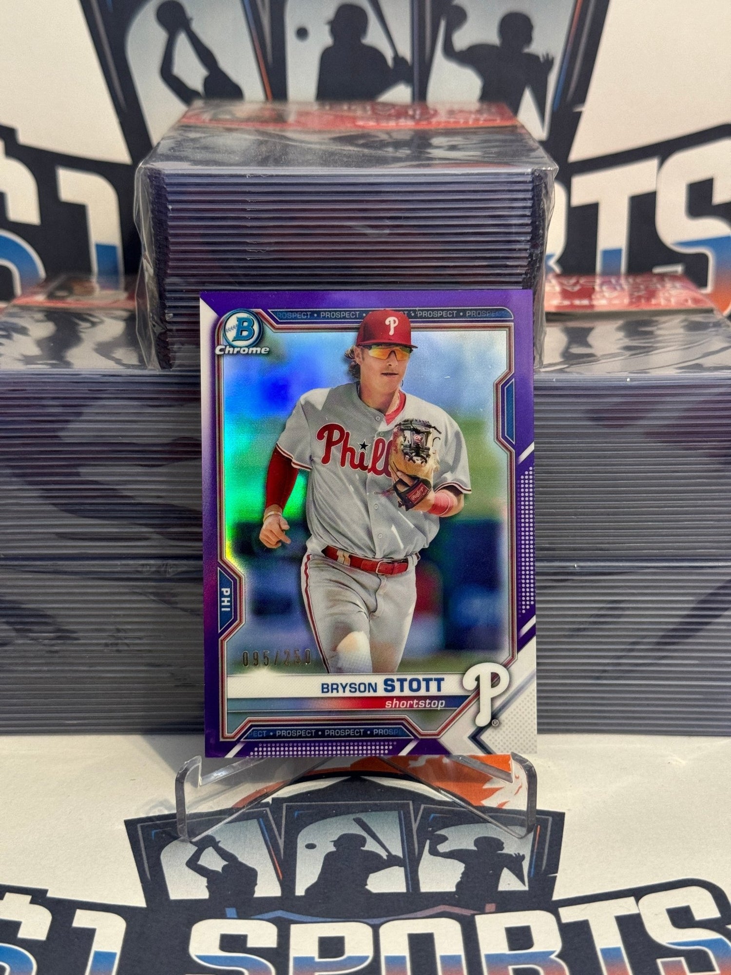 2020 Bowman Chrome Prospects (Purple Refractor 95/250) Bryson Stott #BCP-17