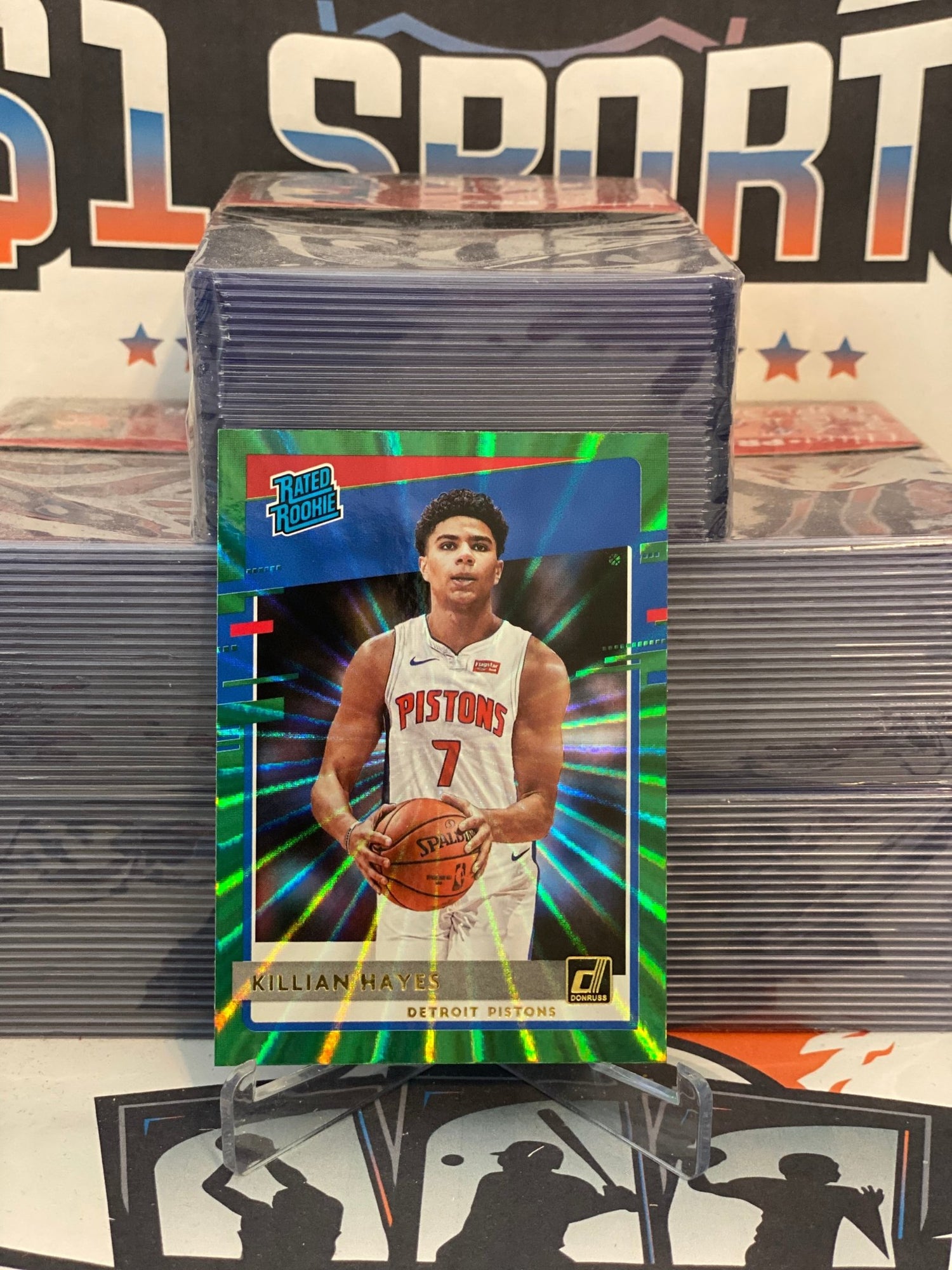 2020 Donruss (Green Lazer Prizm, Rated Rookie) Killian Hayes #204